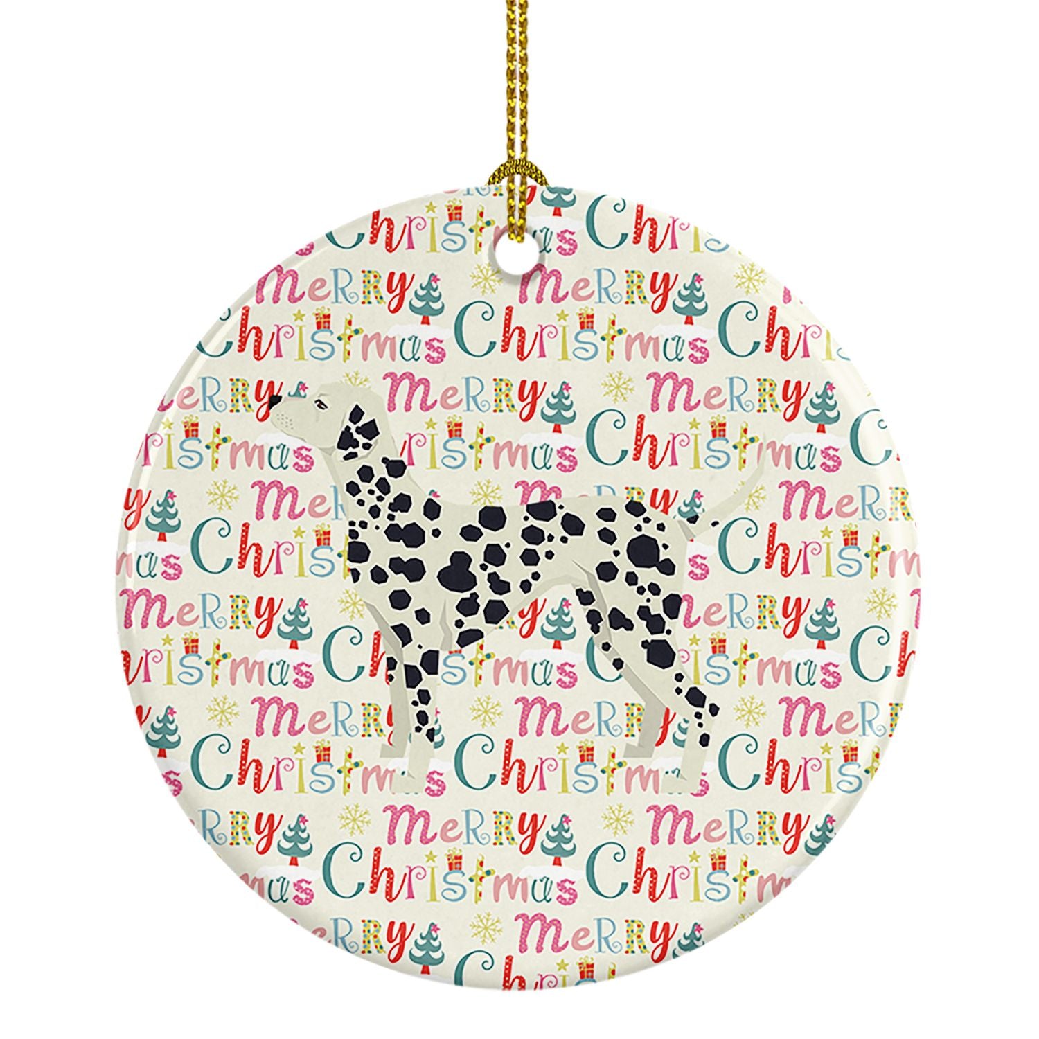 Dalmatian Merry Christmas Ceramic Ornament Christmas Tree Hanging Decorations for Home Christmas Holiday, Party, Gift, 3 in, Mul