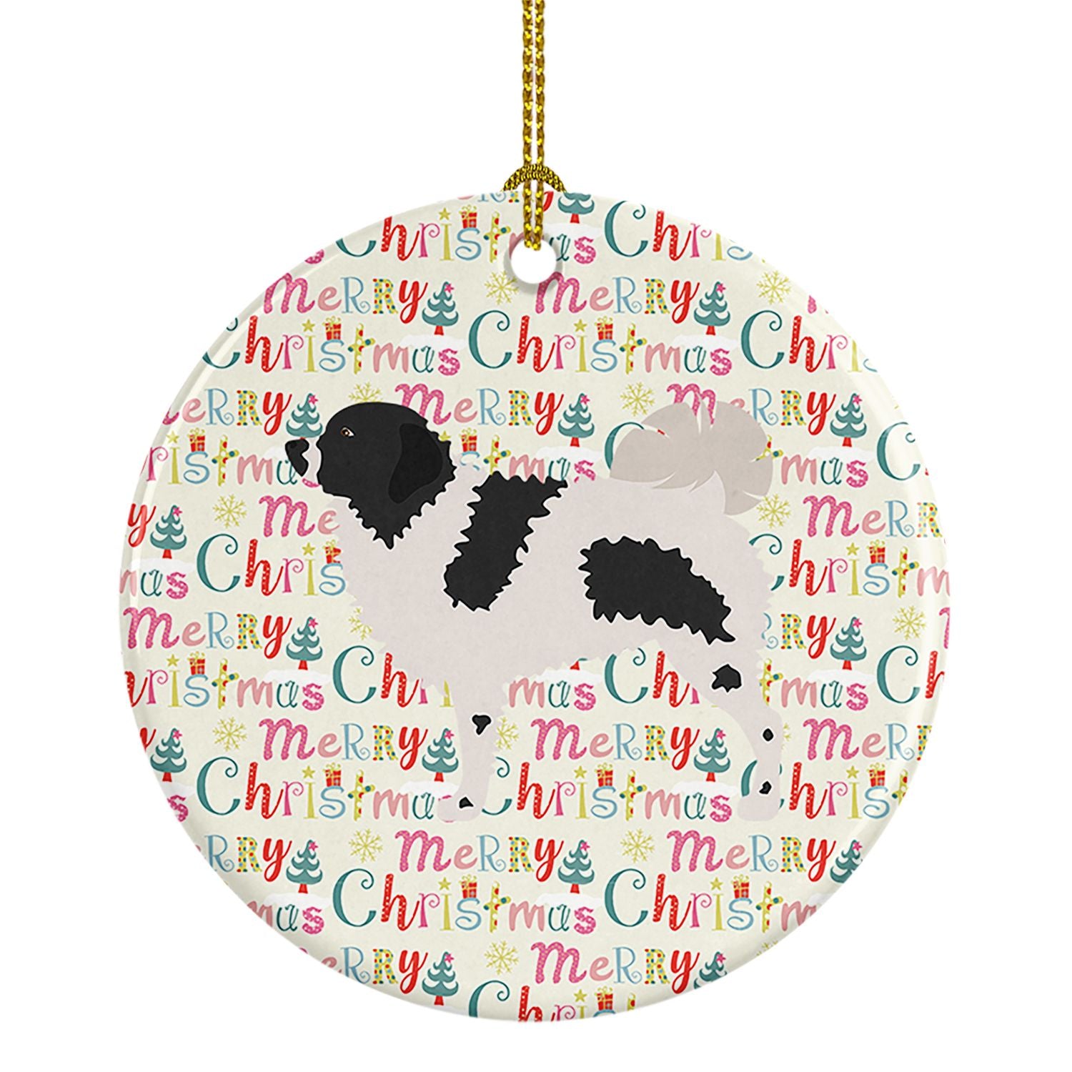 Wetterhoun Frisian Water Dog Ceramic Ornament Christmas Tree Hanging Decorations for Home Christmas Holiday, Party, Gift, 3 in, 