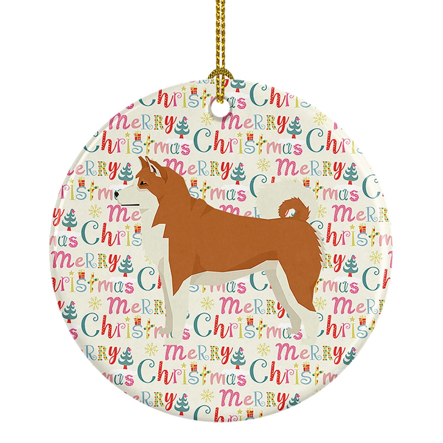 Akita Merry Christmas Ceramic Ornament Christmas Tree Hanging Decorations for Home Christmas Holiday, Party, Gift, 3 in, Multico