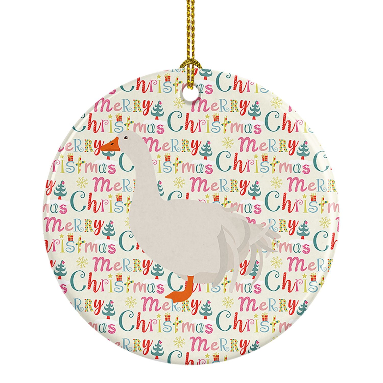 Sebastopol Goose Christmas Ceramic Ornament Christmas Tree Hanging Decorations for Home Christmas Holiday, Party, Gift, 3 in, Mu