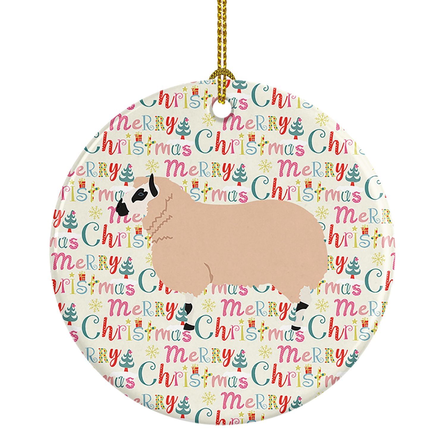 Kerry Hill Sheep Christmas Ceramic Ornament Christmas Tree Hanging Decorations for Home Christmas Holiday, Party, Gift, 3 in, Mu