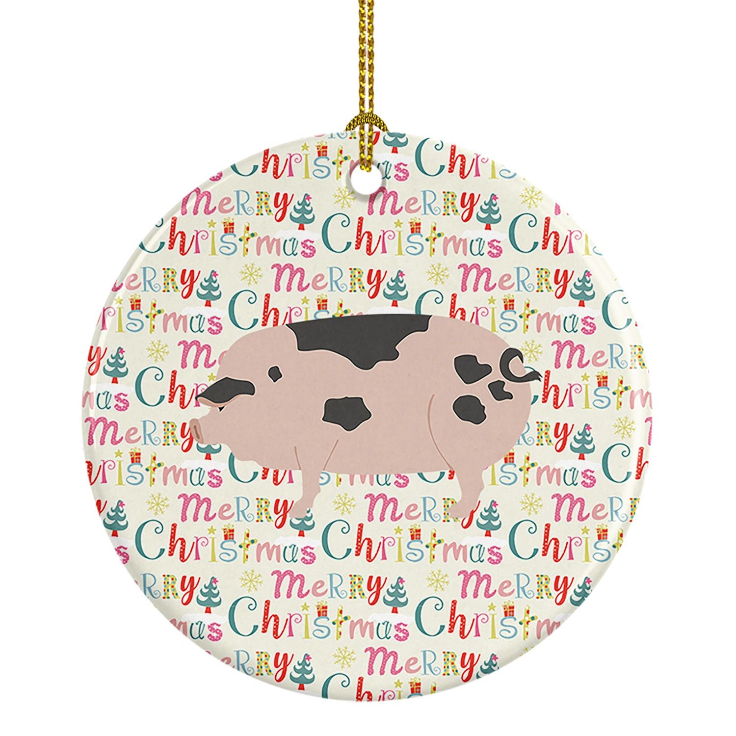 Gloucester Old Spot Pig Christmas Ceramic Ornament Christmas Tree Hanging Decorations for Home Christmas Holiday, Party, Gift, 3