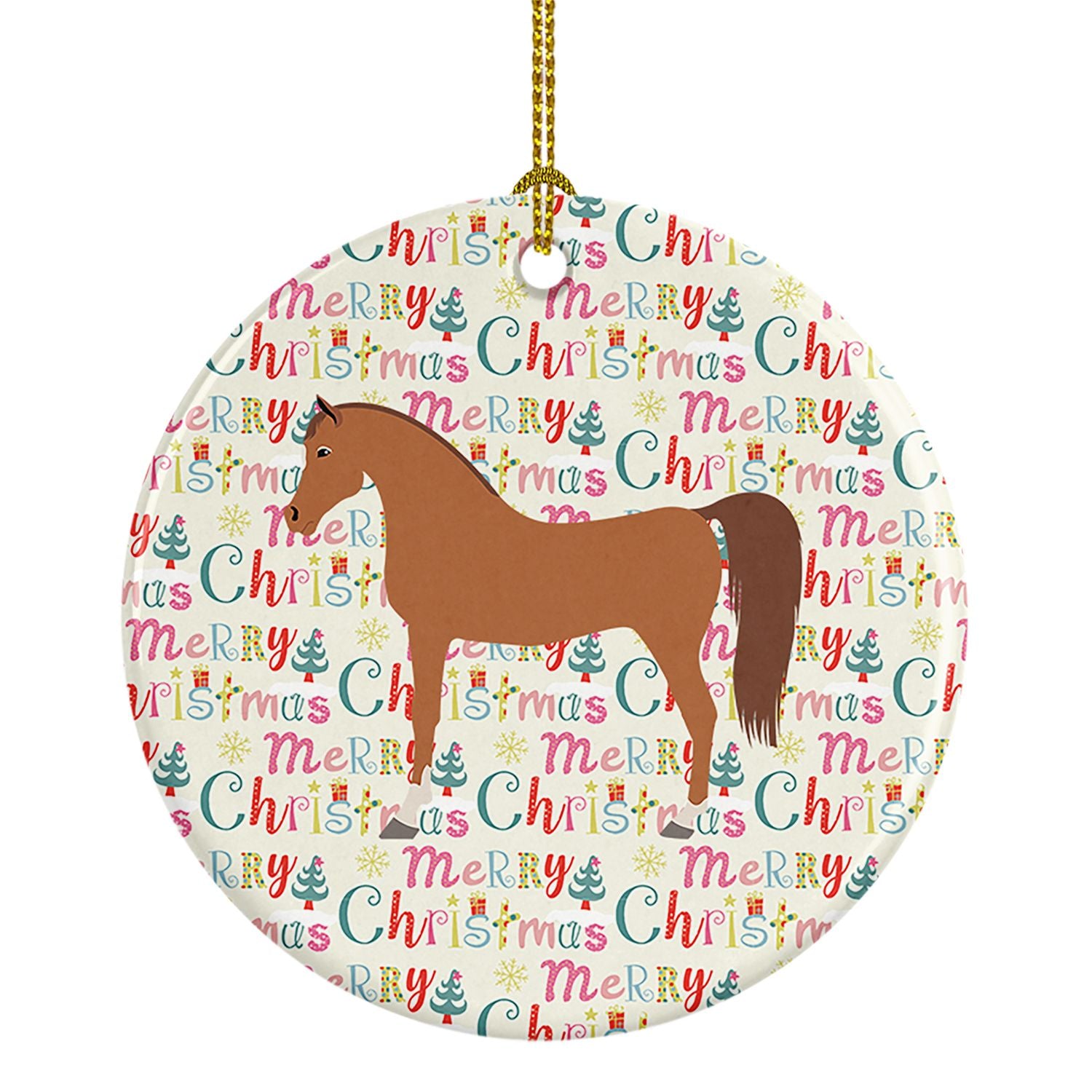 Arabian Horse Christmas Ceramic Ornament Christmas Tree Hanging Decorations for Home Christmas Holiday, Party, Gift, 3 in, Multi