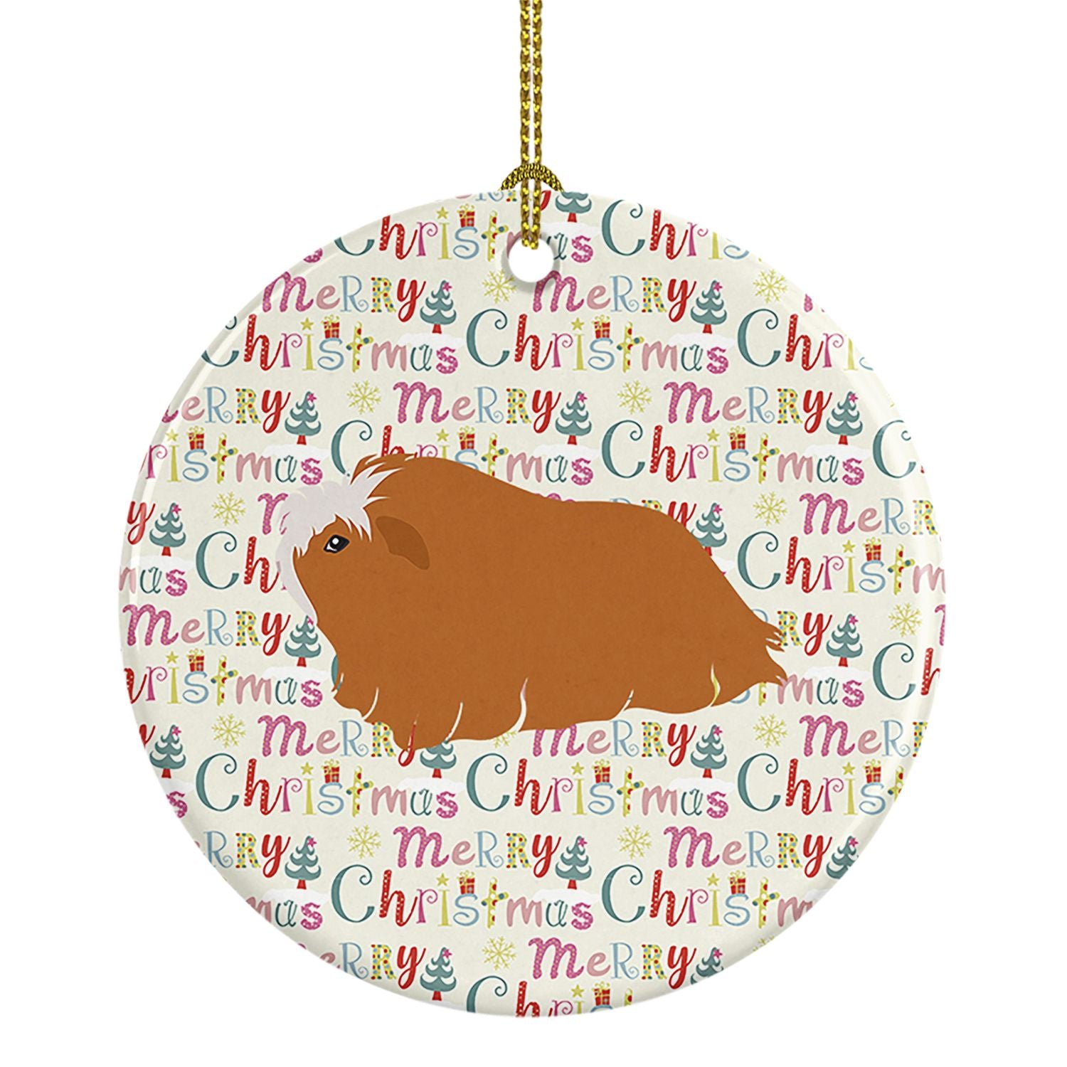 Peruvian Guinea Pig Christmas Ceramic Ornament Christmas Tree Hanging Decorations for Home Christmas Holiday, Party, Gift, 3 in,
