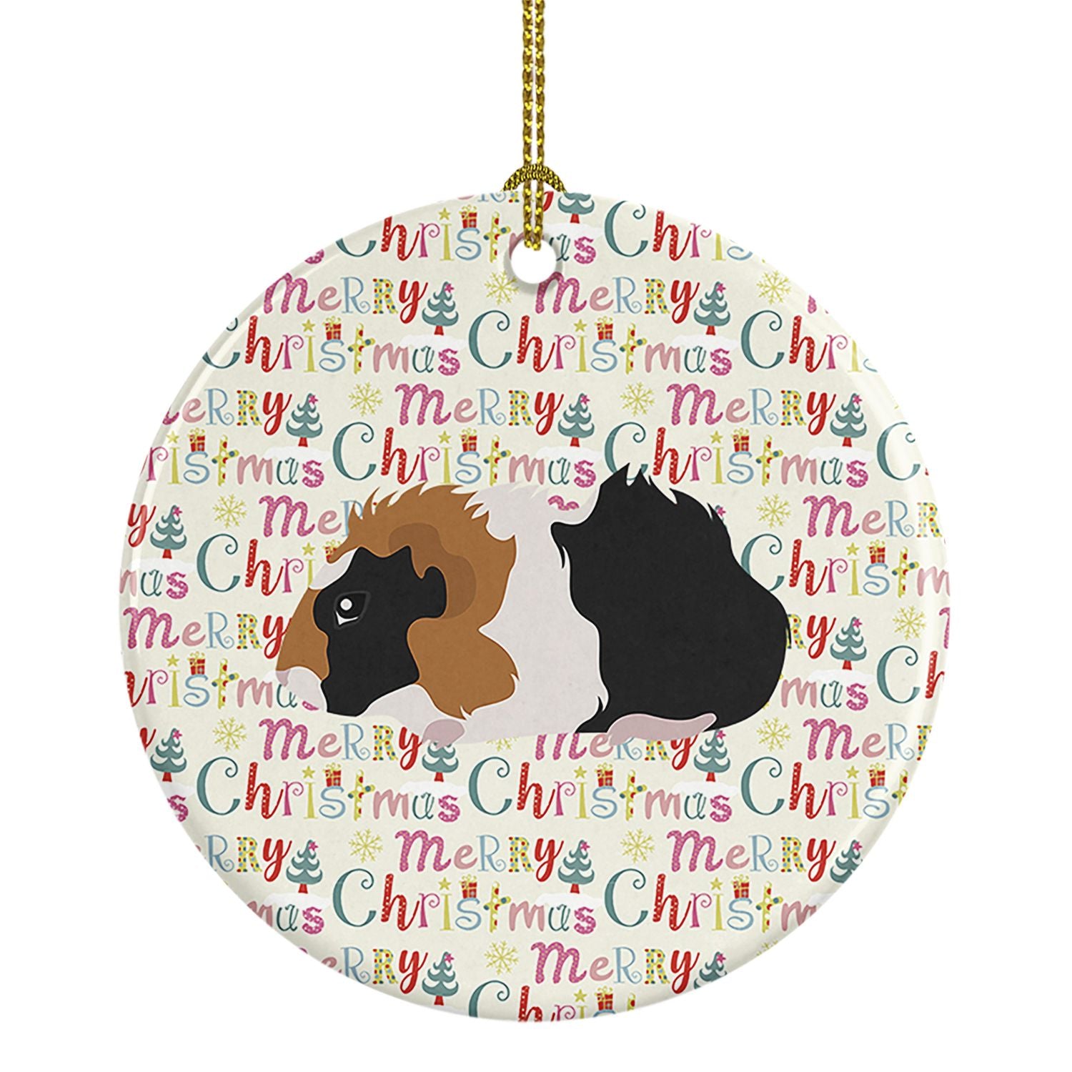 Abyssinian Guinea Pig Christmas Ceramic Ornament Christmas Tree Hanging Decorations for Home Christmas Holiday, Party, Gift, 3 i