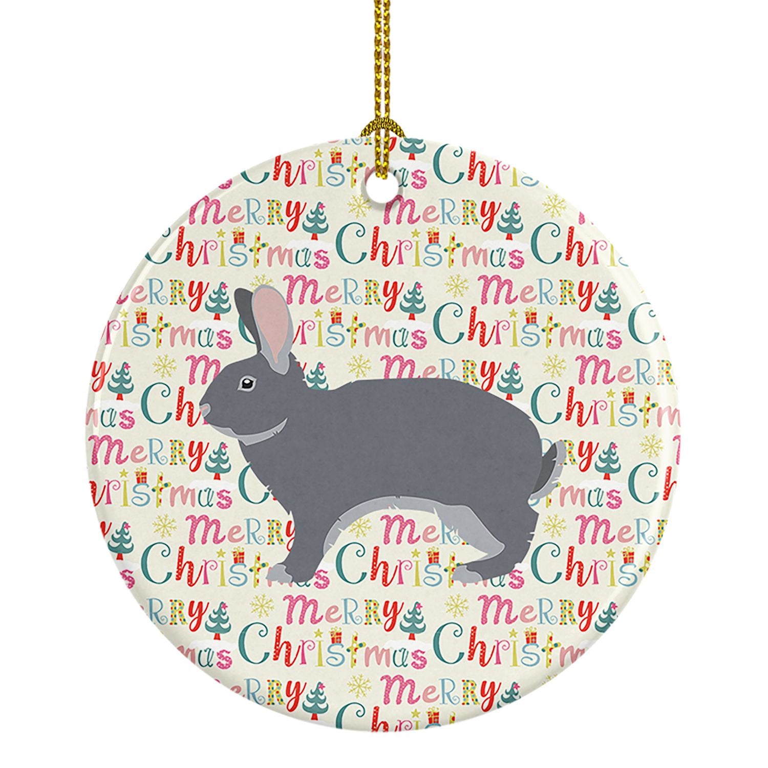 Giant Chinchilla Rabbit Christmas Ceramic Ornament Christmas Tree Hanging Decorations for Home Christmas Holiday, Party, Gift, 3