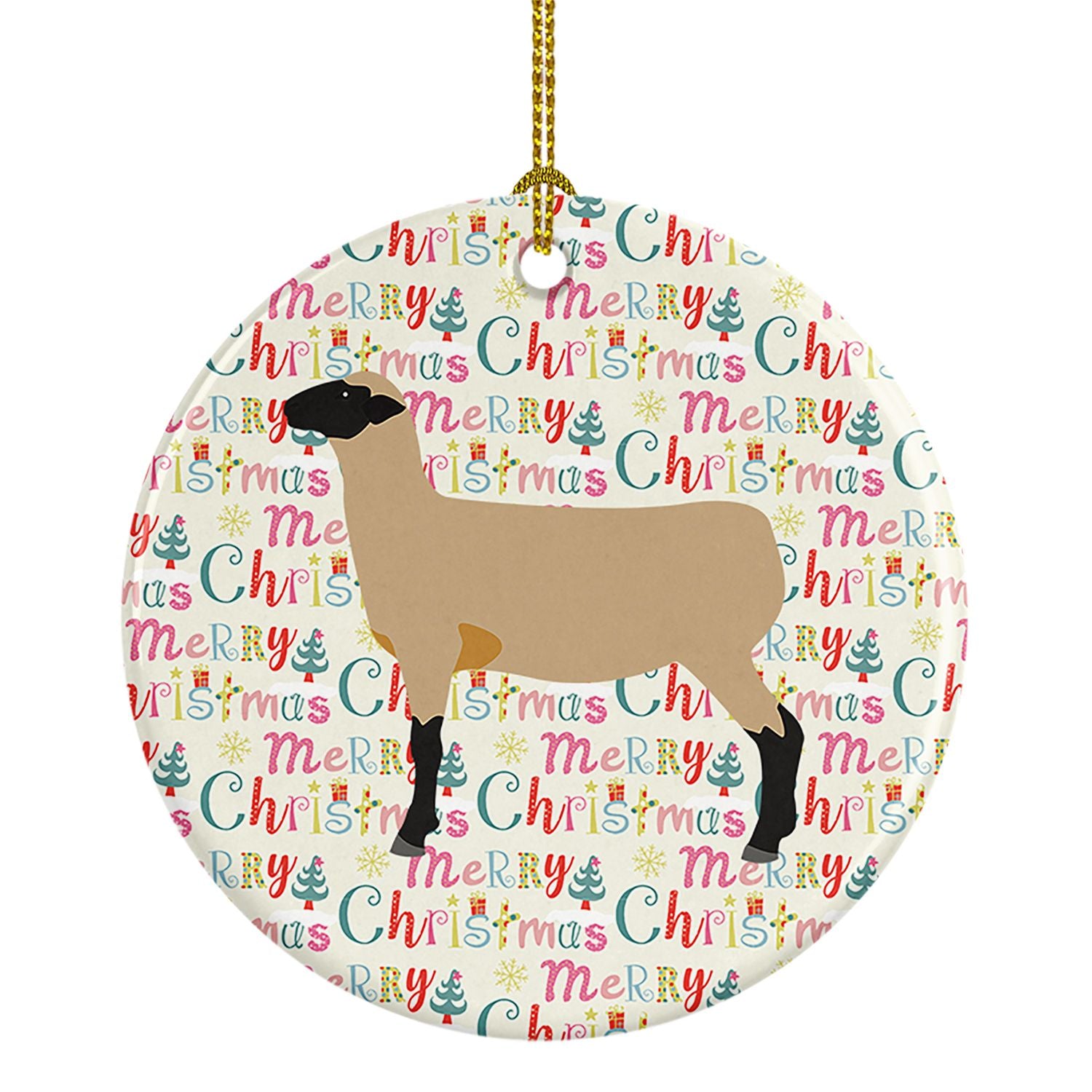 Hampshire Down Sheep Christmas Ceramic Ornament Christmas Tree Hanging Decorations for Home Christmas Holiday, Party, Gift, 3 in