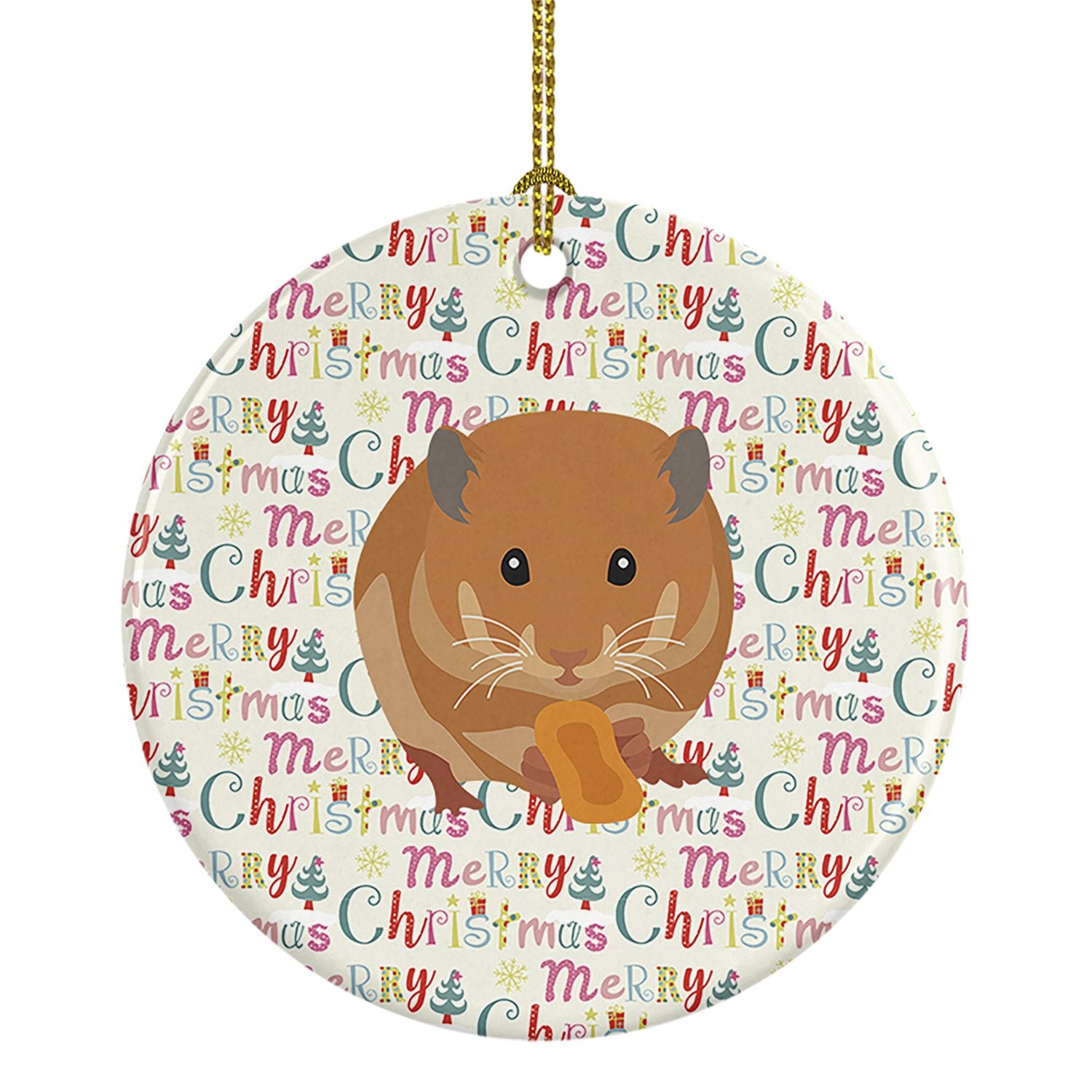 Teddy Bear Hamster Christmas Ceramic Ornament Christmas Tree Hanging Decorations for Home Christmas Holiday, Party, Gift, 3 in, 