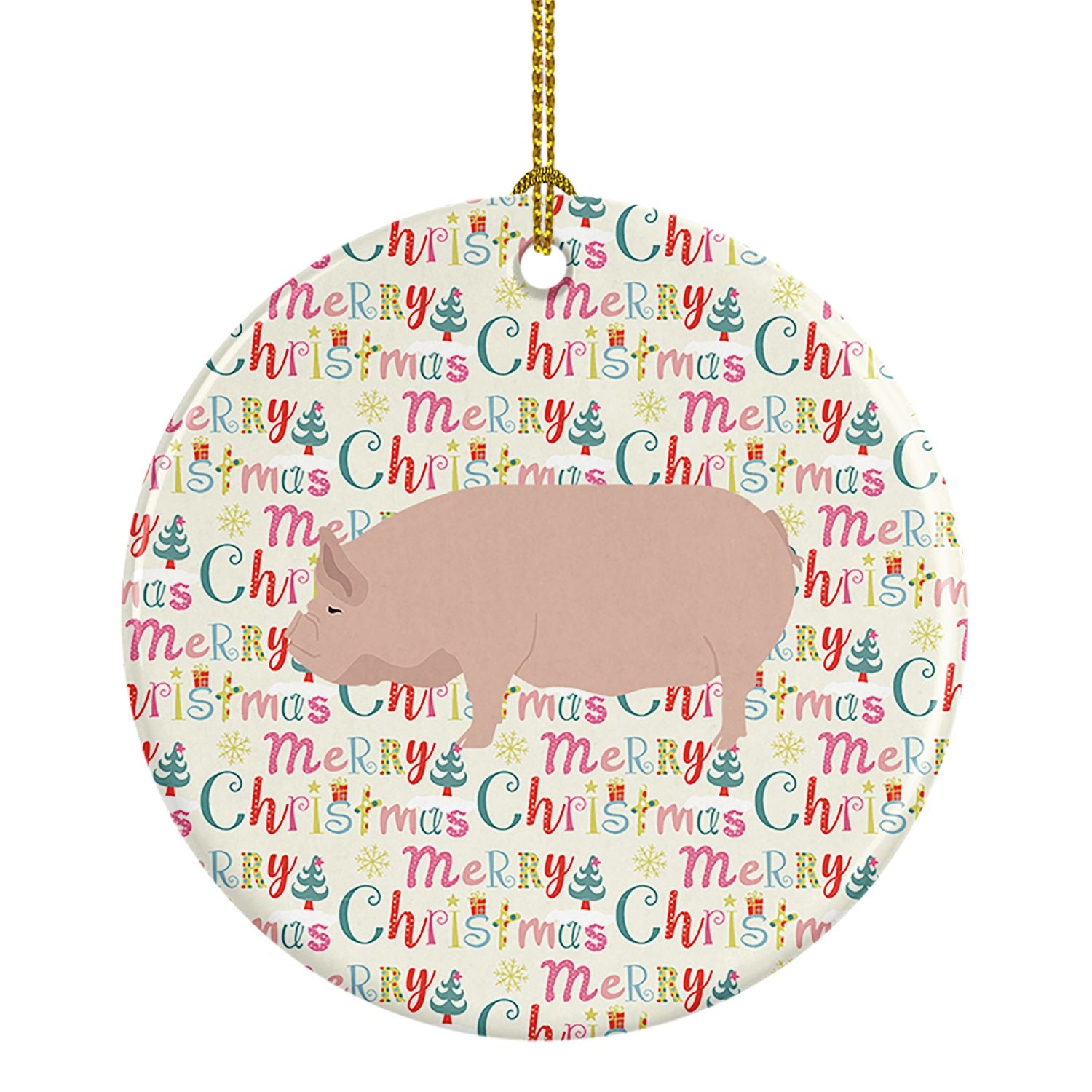 Welsh Pig Christmas Ceramic Ornament Christmas Tree Hanging Decorations for Home Christmas Holiday, Party, Gift, 3 in, Multicolo
