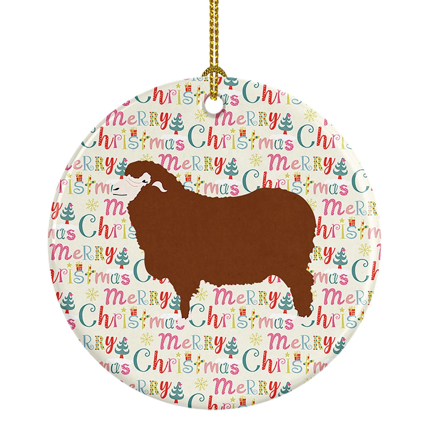Merino Sheep Christmas Ceramic Ornament Christmas Tree Hanging Decorations for Home Christmas Holiday, Party, Gift, 3 in, Multic