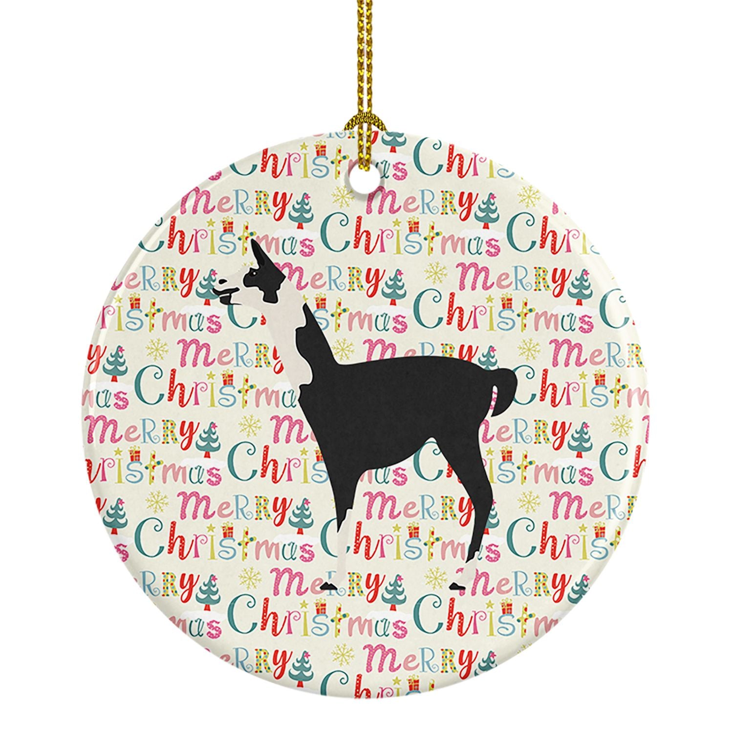 Llama Q Ara Christmas Ceramic Ornament Christmas Tree Hanging Decorations for Home Christmas Holiday, Party, Gift, 3 in, Multic