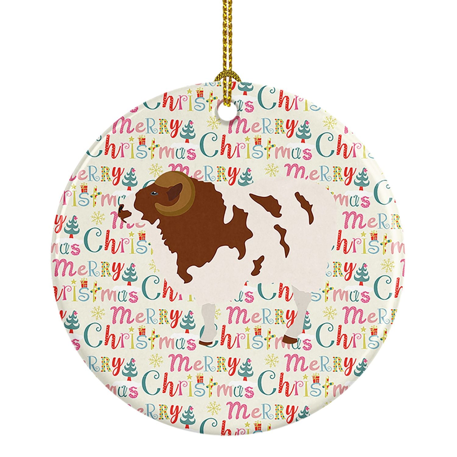 Jacob Sheep Christmas Ceramic Ornament Christmas Tree Hanging Decorations for Home Christmas Holiday, Party, Gift, 3 in, Multico