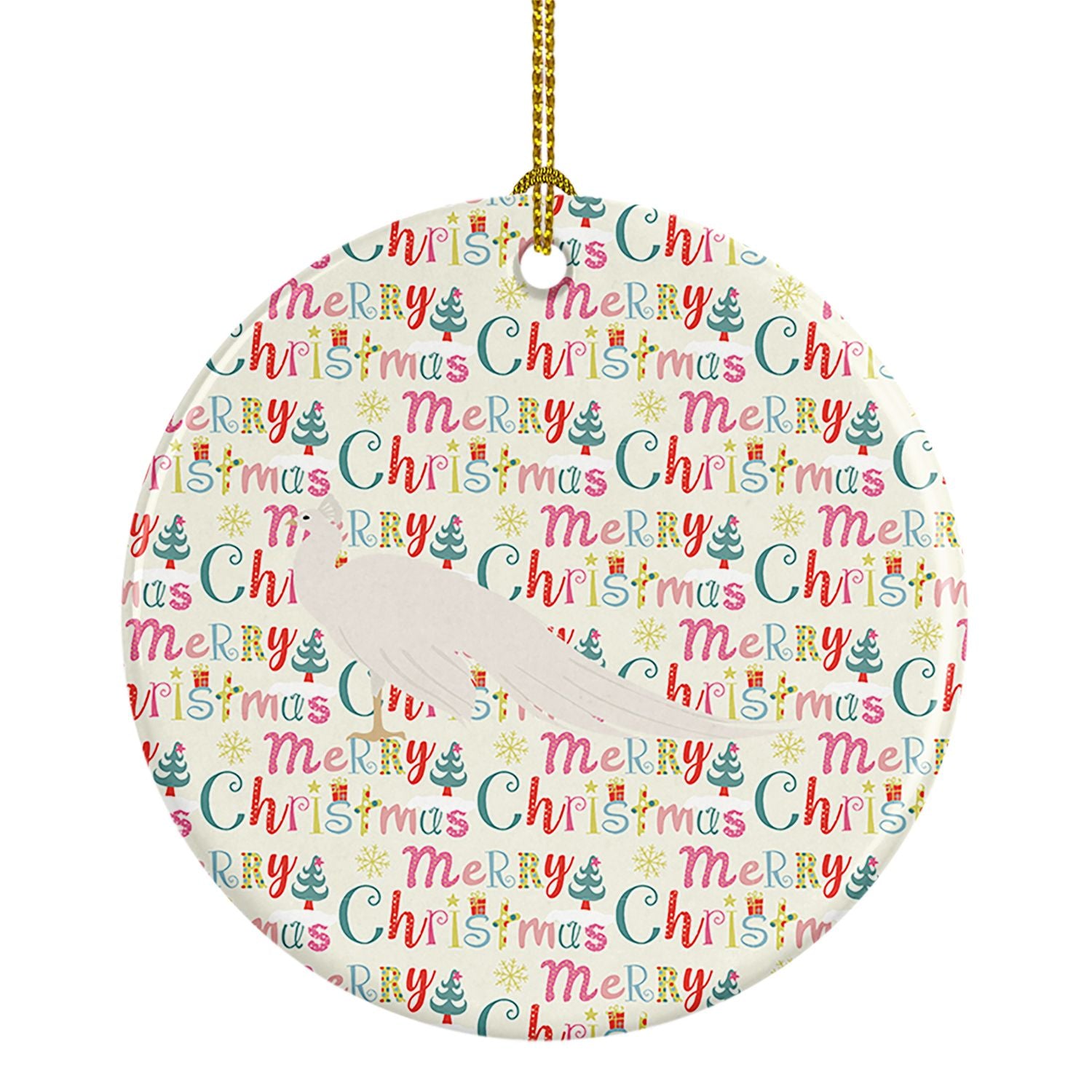 White Peacock Peafowl Christmas Ceramic Ornament Christmas Tree Hanging Decorations for Home Christmas Holiday, Party, Gift, 3 i