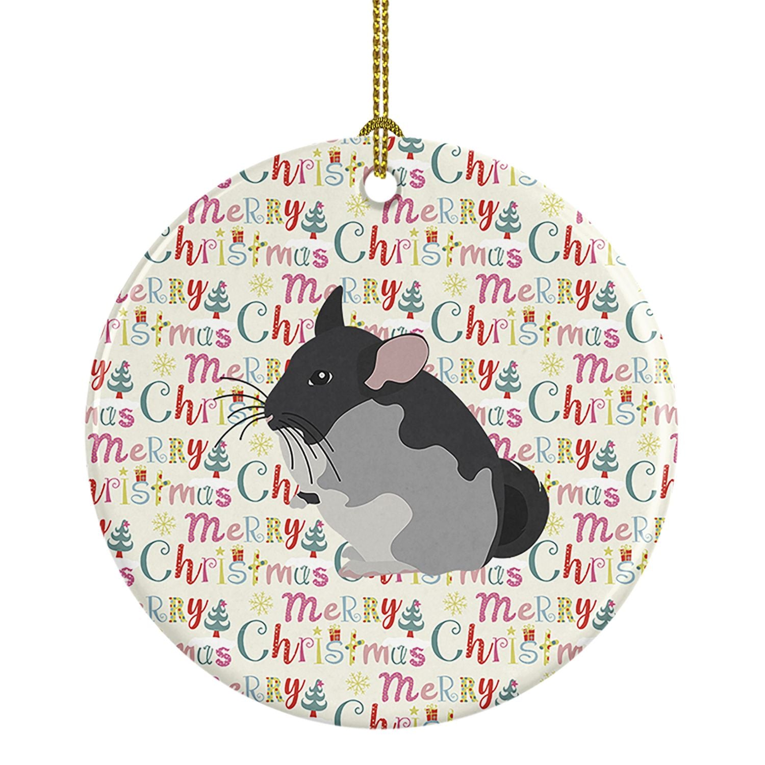 Black Velvet Chinchilla Christmas Ceramic Ornament Christmas Tree Hanging Decorations for Home Christmas Holiday, Party, Gift, 3