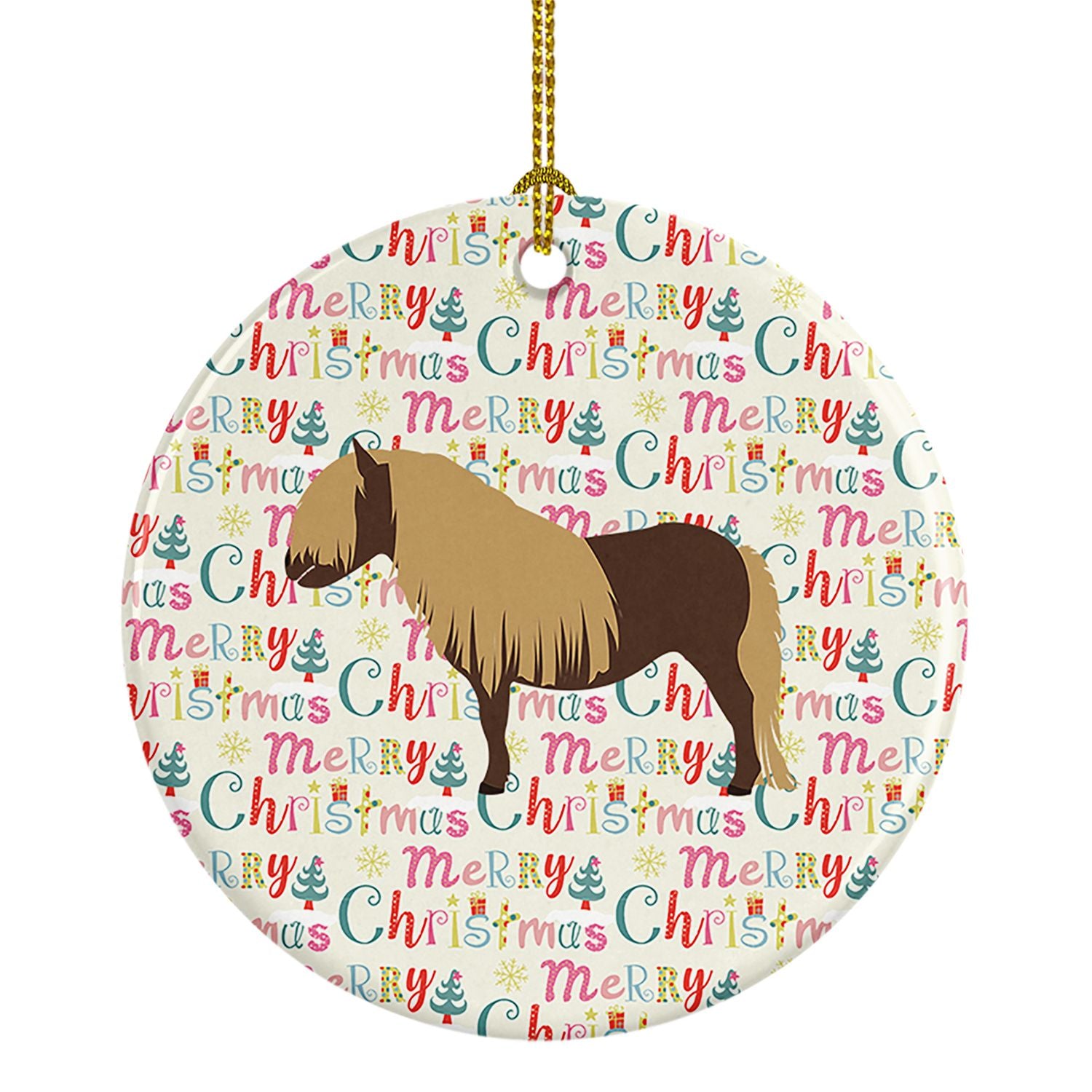 Shetland Pony Horse Christmas Ceramic Ornament Christmas Tree Hanging Decorations for Home Christmas Holiday, Party, Gift, 3 in,