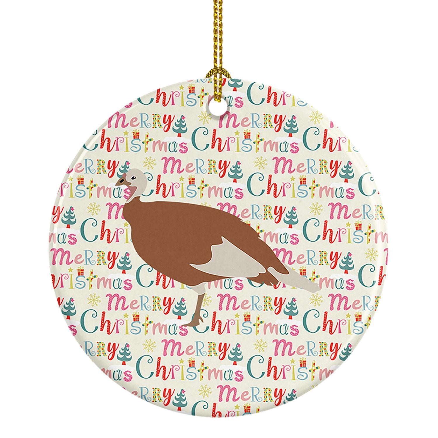 Jersey Buff Turkey Hen Christmas Ceramic Ornament Christmas Tree Hanging Decorations for Home Christmas Holiday, Party, Gift, 3 