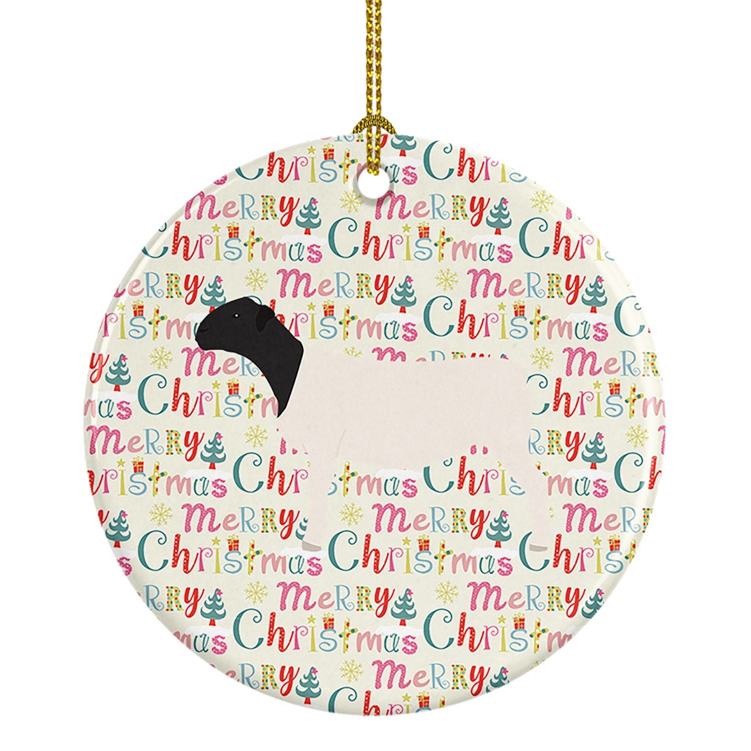 Dorper Sheep Christmas Ceramic Ornament Christmas Tree Hanging Decorations for Home Christmas Holiday, Party, Gift, 3 in, Multic