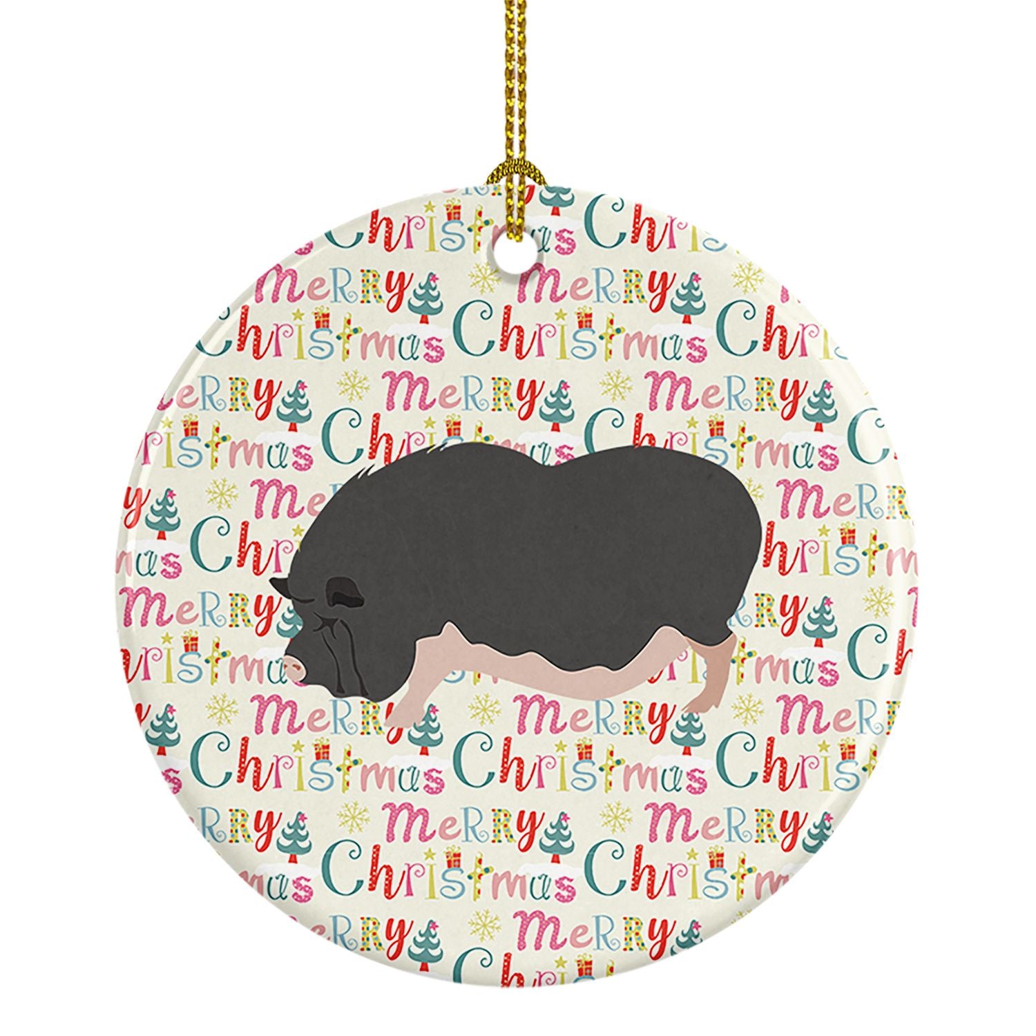 Vietnamese Pot-Bellied Pig Christmas Ceramic Ornament Christmas Tree Hanging Decorations for Home Christmas Holiday, Party, Gift
