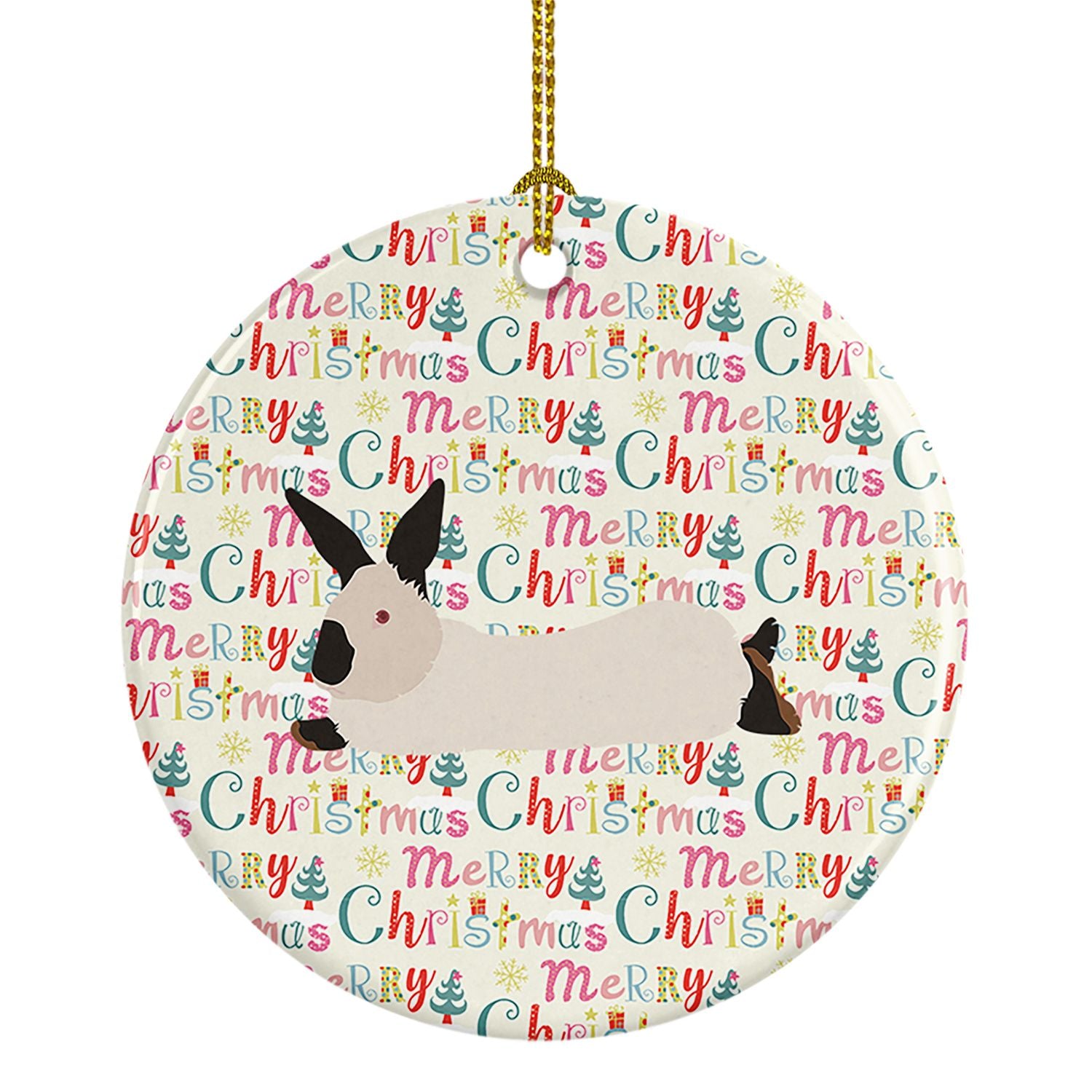 California White Rabbit Christmas Ceramic Ornament Christmas Tree Hanging Decorations for Home Christmas Holiday, Party, Gift, 3