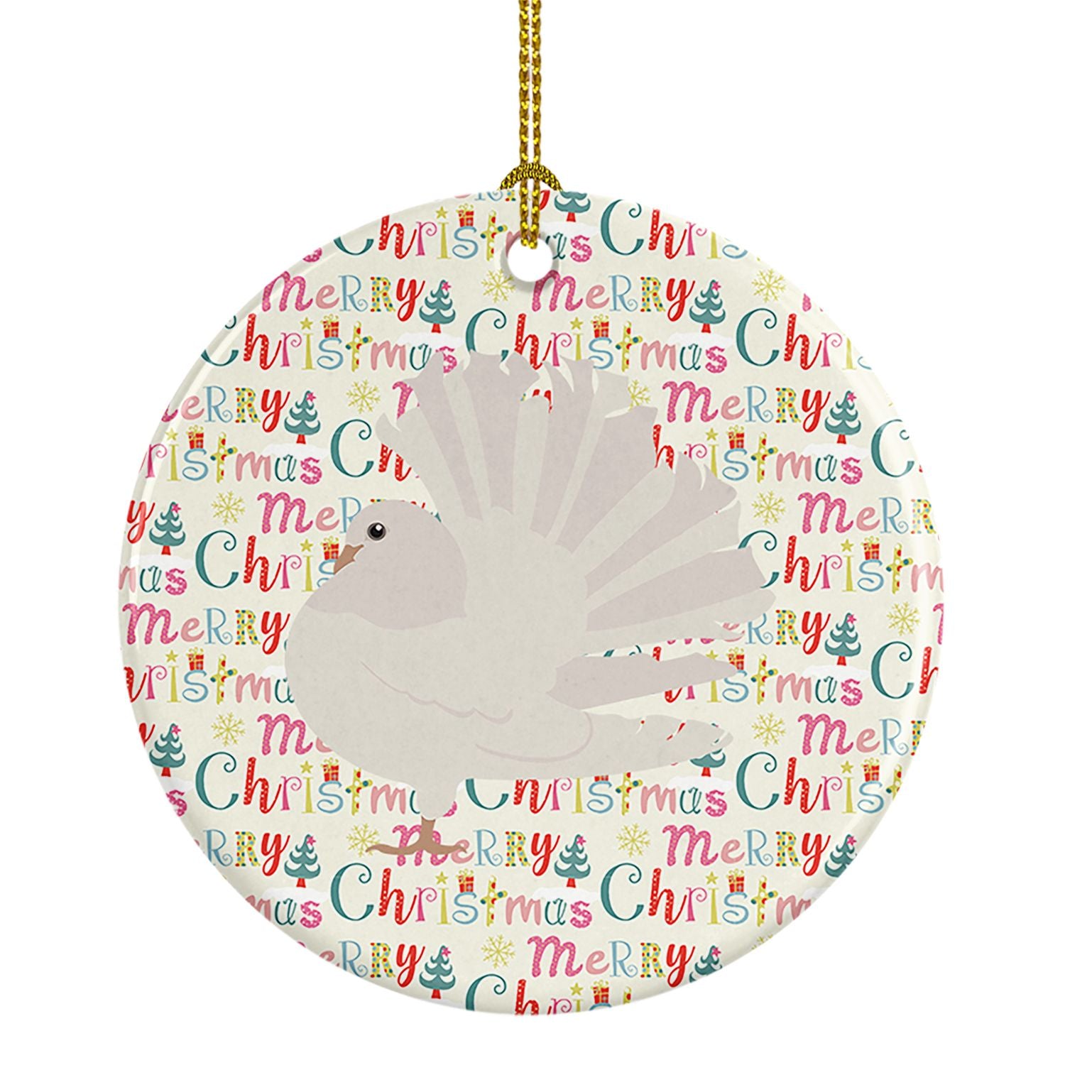 Silver Fantail Pigeon Christmas Ceramic Ornament Christmas Tree Hanging Decorations for Home Christmas Holiday, Party, Gift, 3 i