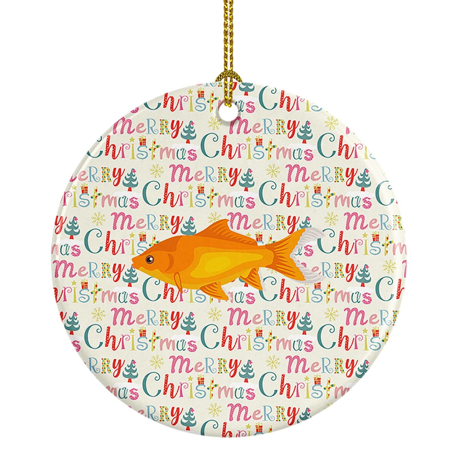 Goldfish Common Christmas Ceramic Ornament Christmas Tree Hanging Decorations for Home Christmas Holiday, Party, Gift, 3 in, Mul