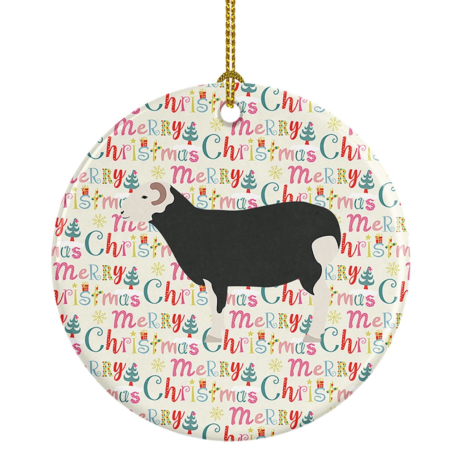 Herwick Sheep Christmas Ceramic Ornament Christmas Tree Hanging Decorations for Home Christmas Holiday, Party, Gift, 3 in, Multi