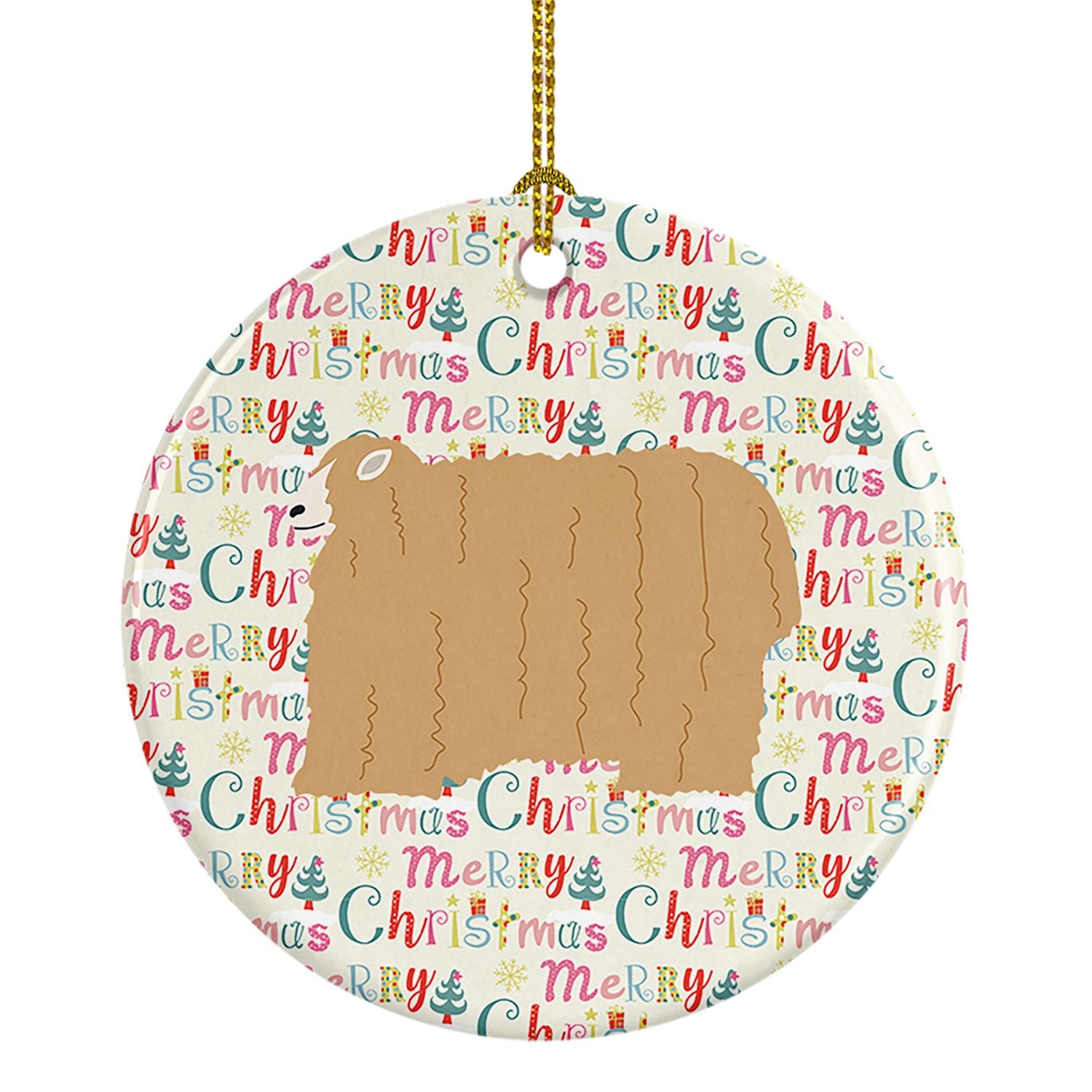 Lincoln Longwool Sheep Christmas Ceramic Ornament Christmas Tree Hanging Decorations for Home Christmas Holiday, Party, Gift, 3 
