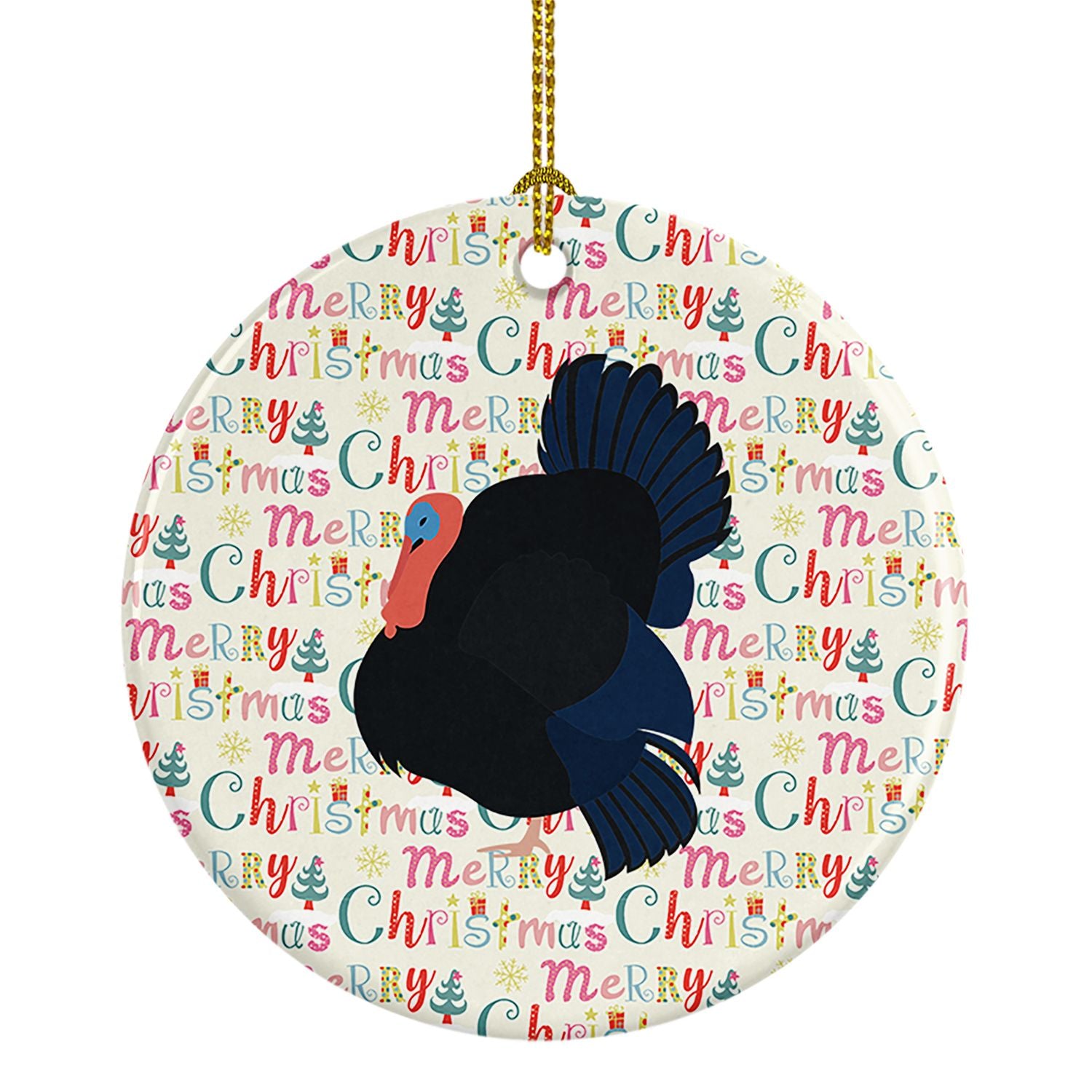 Norfolk Black Turkey Christmas Ceramic Ornament Christmas Tree Hanging Decorations for Home Christmas Holiday, Party, Gift, 3 in