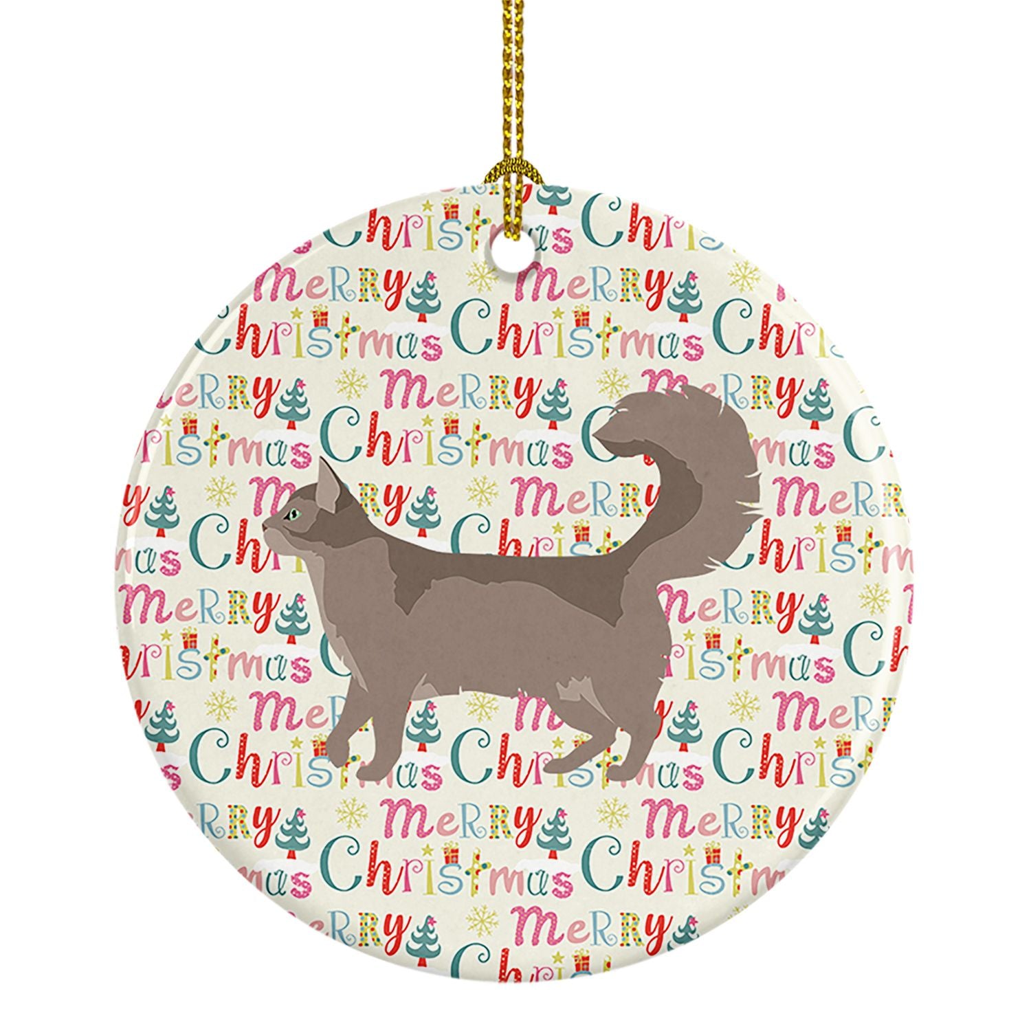 Somali #2 Cat Christmas Ceramic Ornament Christmas Tree Hanging Decorations for Home Christmas Holiday, Party, Gift, 3 in, Multi