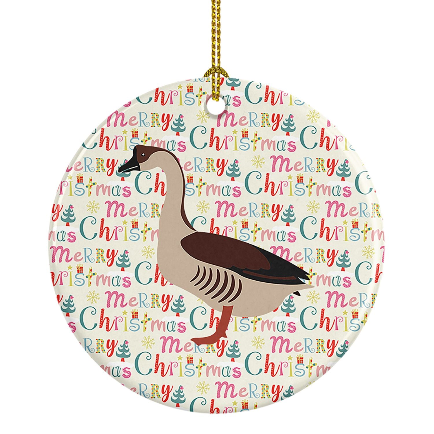 Chinese Goose Christmas Ceramic Ornament Christmas Tree Hanging Decorations for Home Christmas Holiday, Party, Gift, 3 in, Multi
