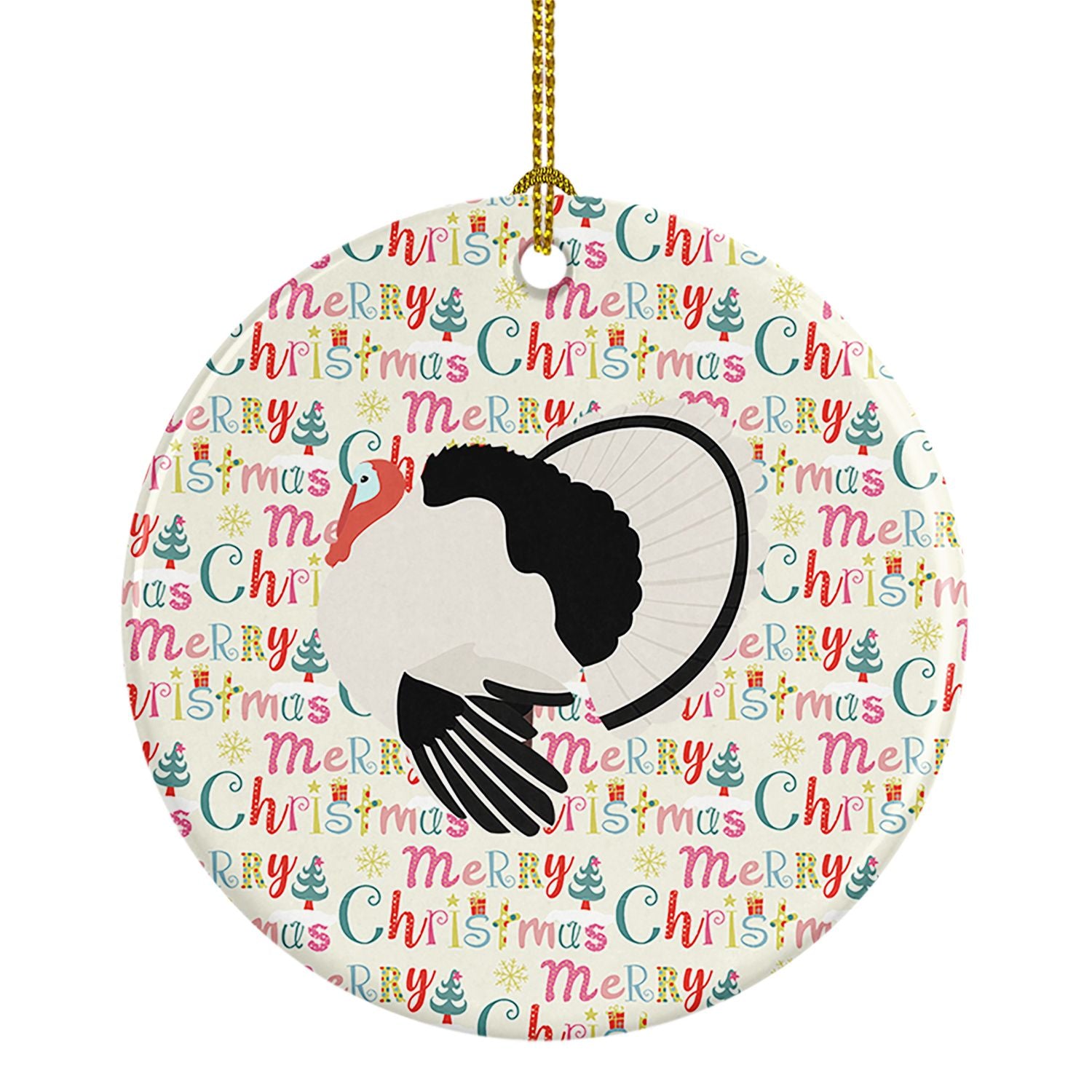 Royal Palm Turkey Christmas Ceramic Ornament Christmas Tree Hanging Decorations for Home Christmas Holiday, Party, Gift, 3 in, M