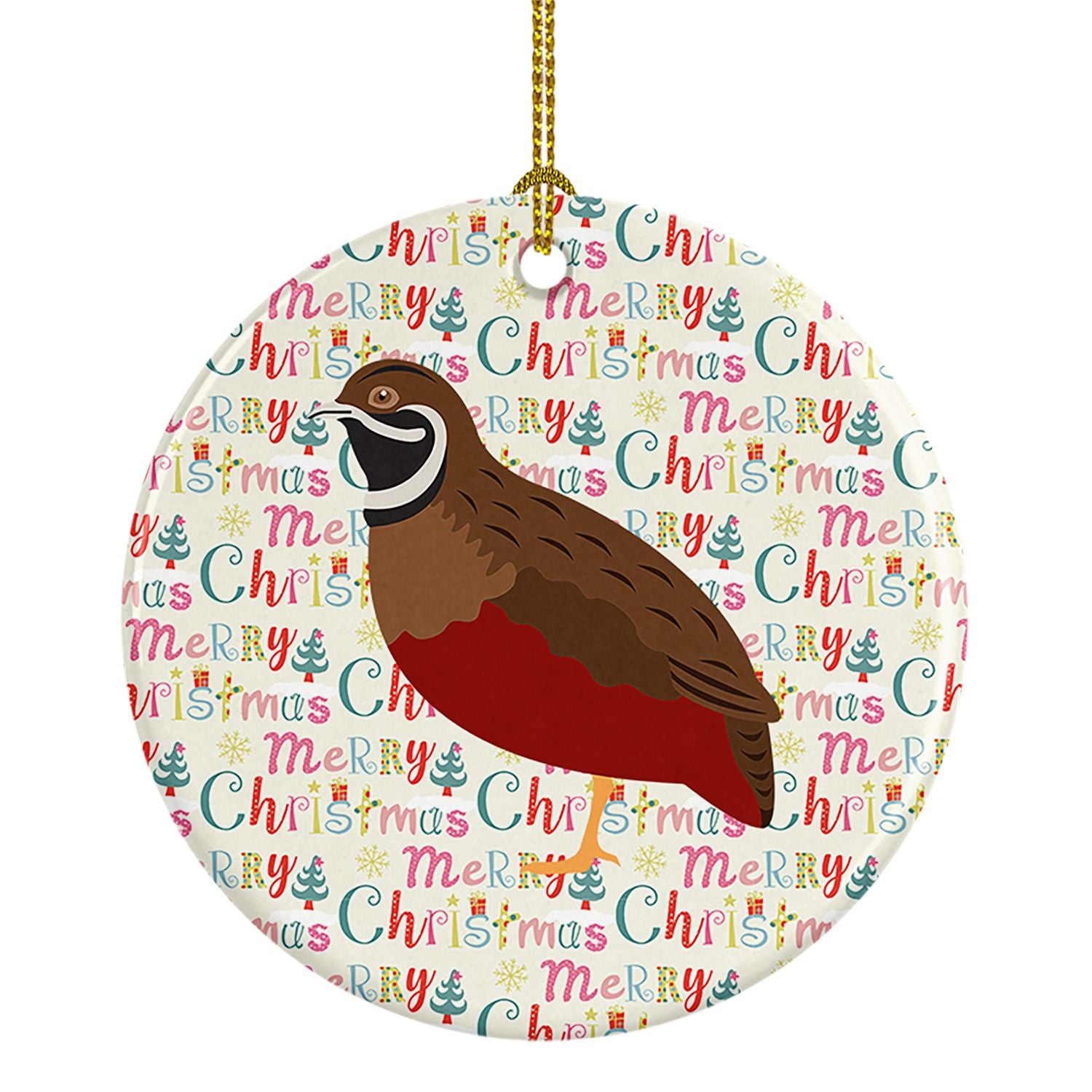Chinese Painted or King Quail Christmas Ceramic Ornament Christmas Tree Hanging Decorations for Home Christmas Holiday, Party, G