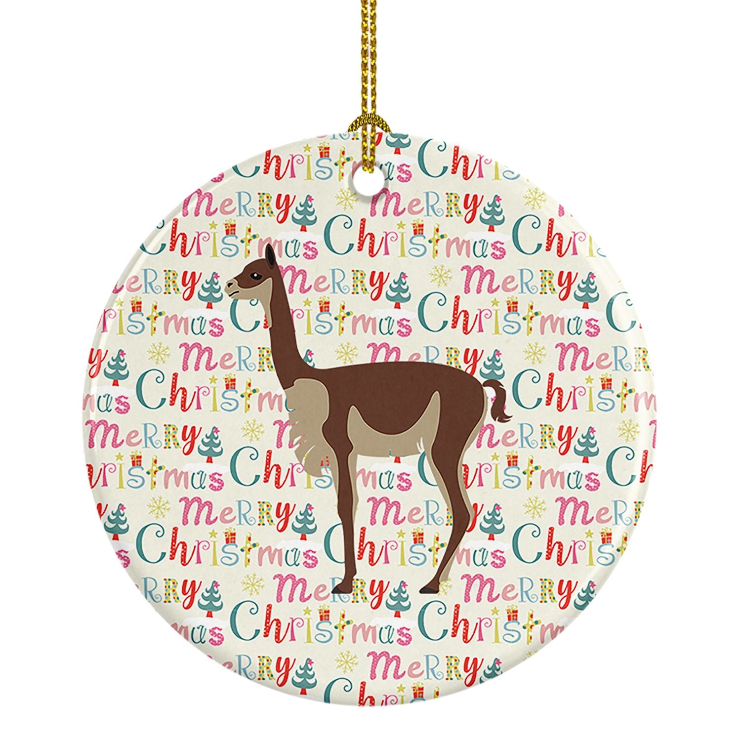 Vicugna or Vicuna Christmas Ceramic Ornament Christmas Tree Hanging Decorations for Home Christmas Holiday, Party, Gift, 3 in, M