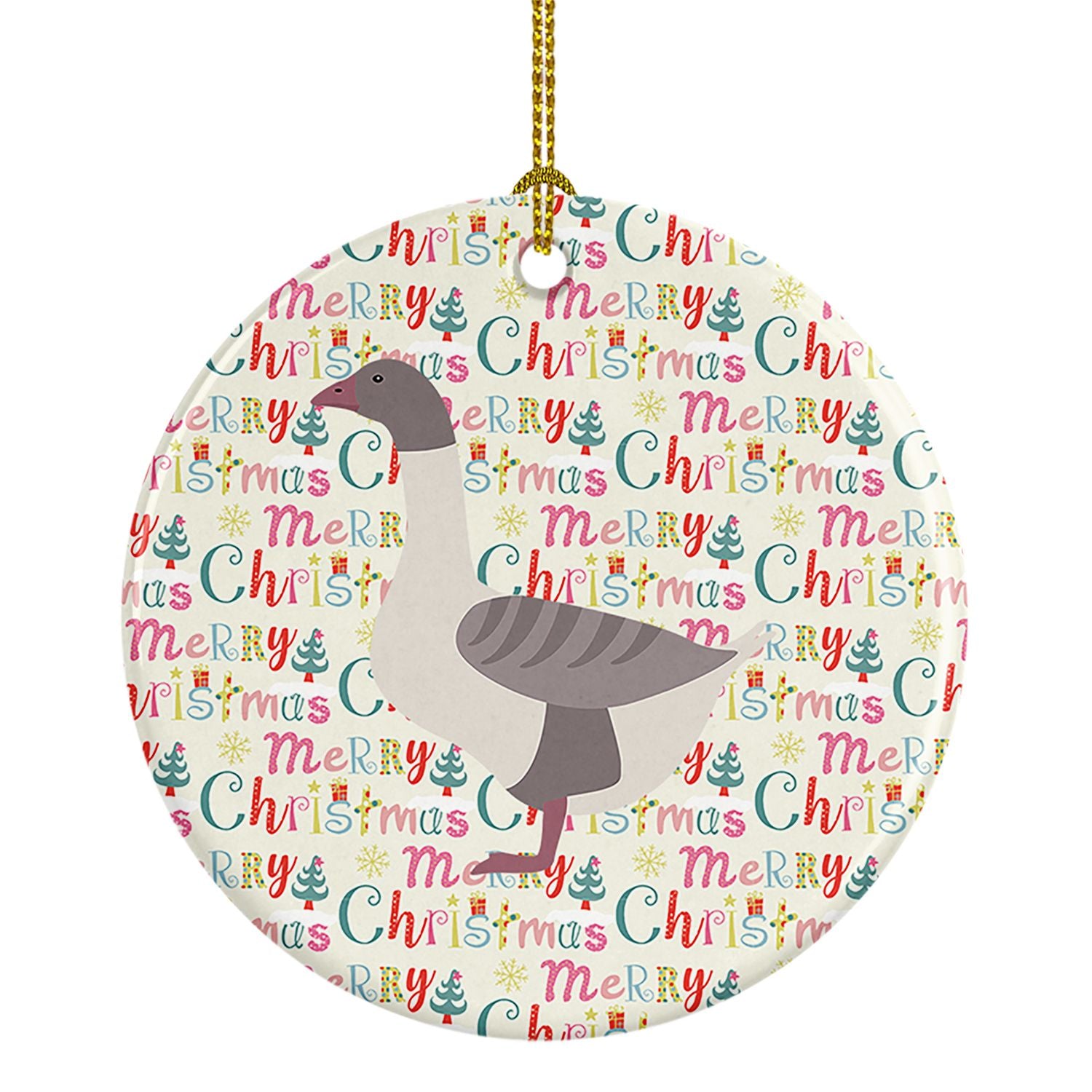 Buff Grey Back Goose Christmas Ceramic Ornament Christmas Tree Hanging Decorations for Home Christmas Holiday, Party, Gift, 3 in