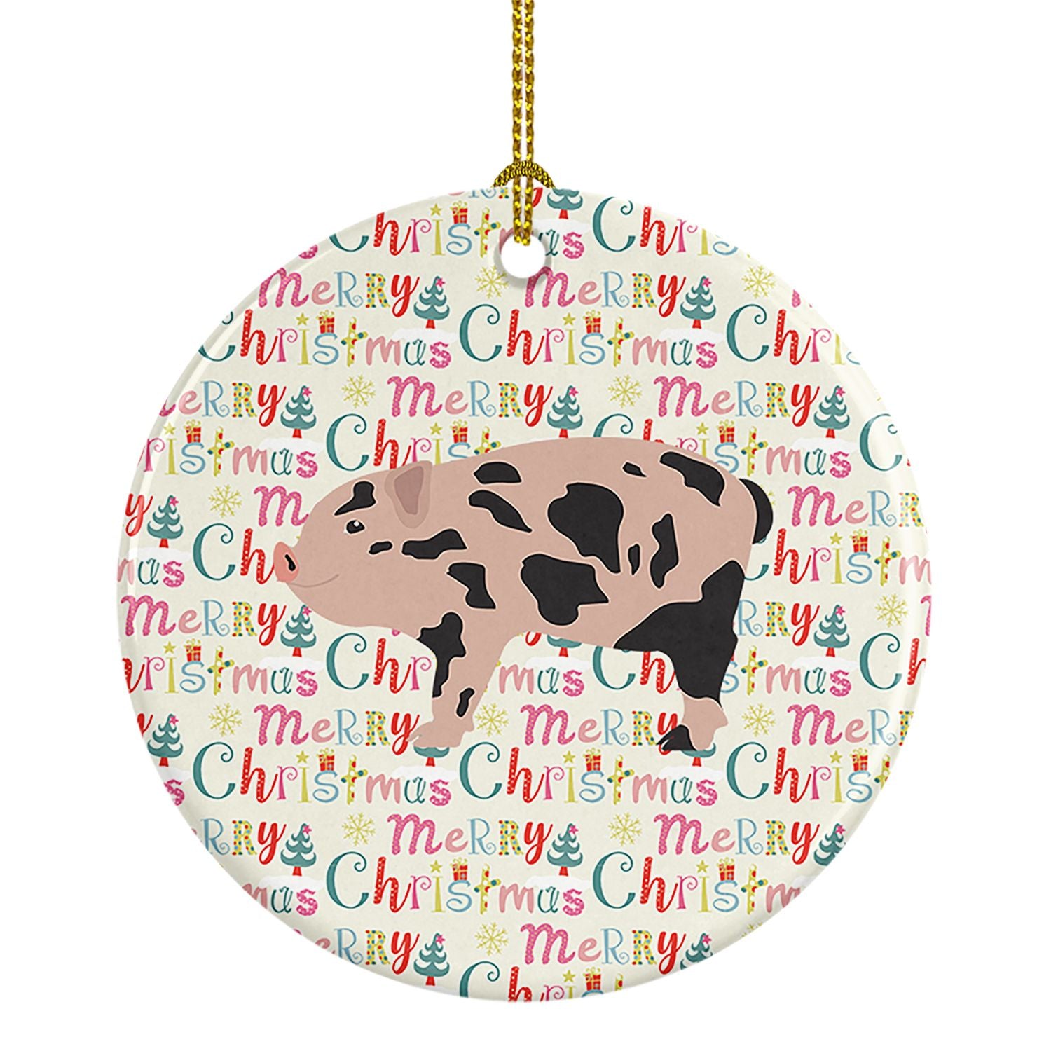 Mini Miniature Pig Christmas Ceramic Ornament Christmas Tree Hanging Decorations for Home Christmas Holiday, Party, Gift, 3 in, 