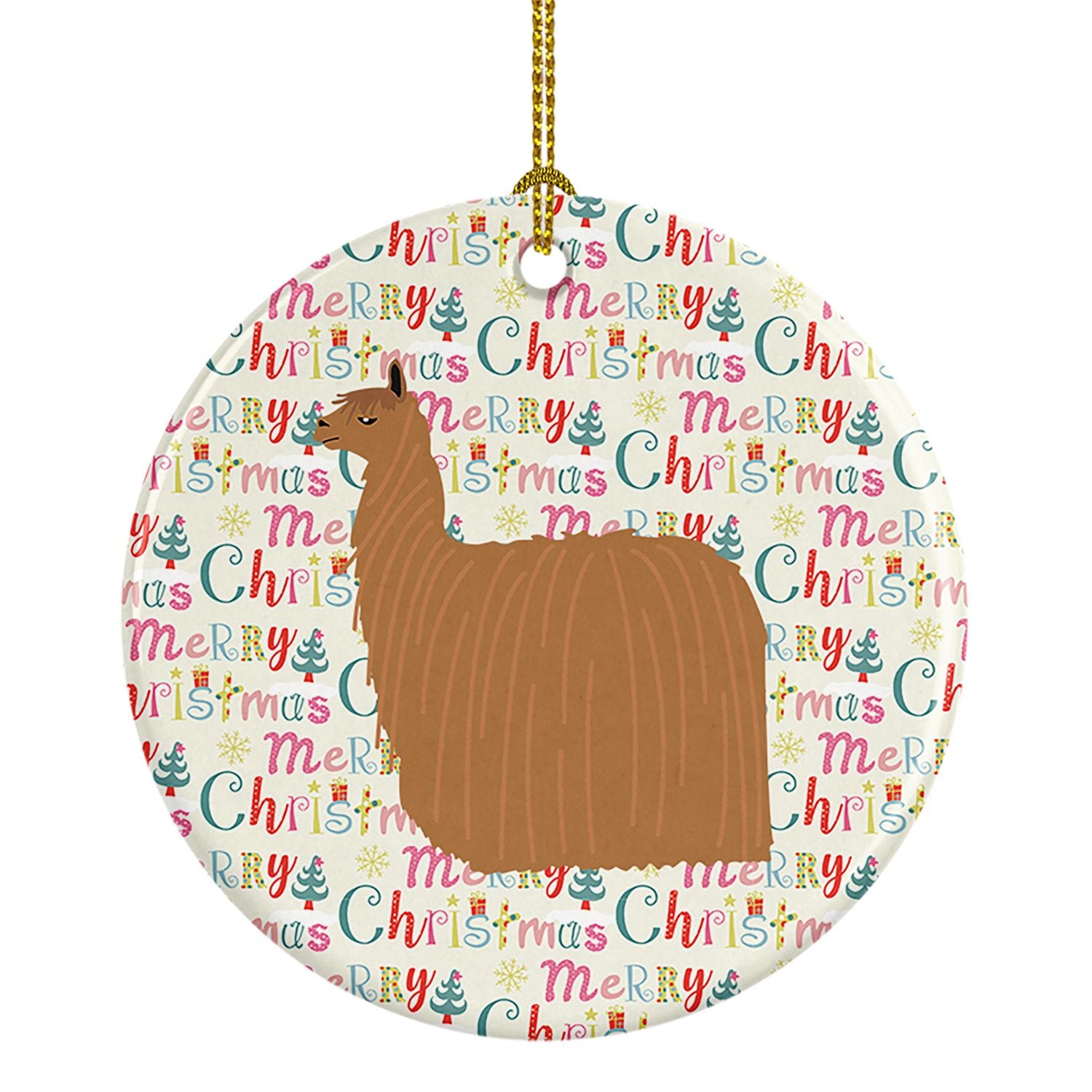 Alpaca Suri Christmas Ceramic Ornament Christmas Tree Hanging Decorations for Home Christmas Holiday, Party, Gift, 3 in, Multico
