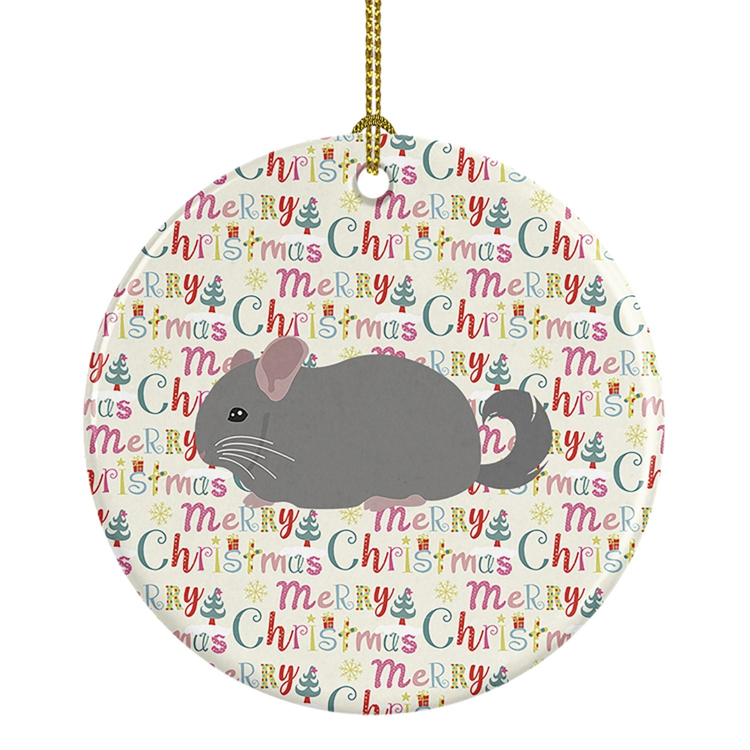 Agouti Chinchilla Christmas Ceramic Ornament Christmas Tree Hanging Decorations for Home Christmas Holiday, Party, Gift, 3 in, M