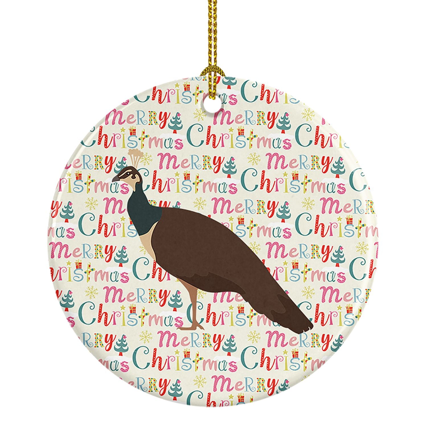 Indian Peahen Peafowl Christmas Ceramic Ornament Christmas Tree Hanging Decorations for Home Christmas Holiday, Party, Gift, 3 i