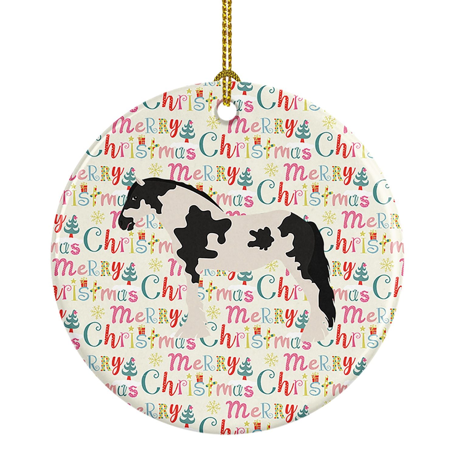 Cyldesdale Horse Christmas Ceramic Ornament Christmas Tree Hanging Decorations for Home Christmas Holiday, Party, Gift, 3 in, Mu