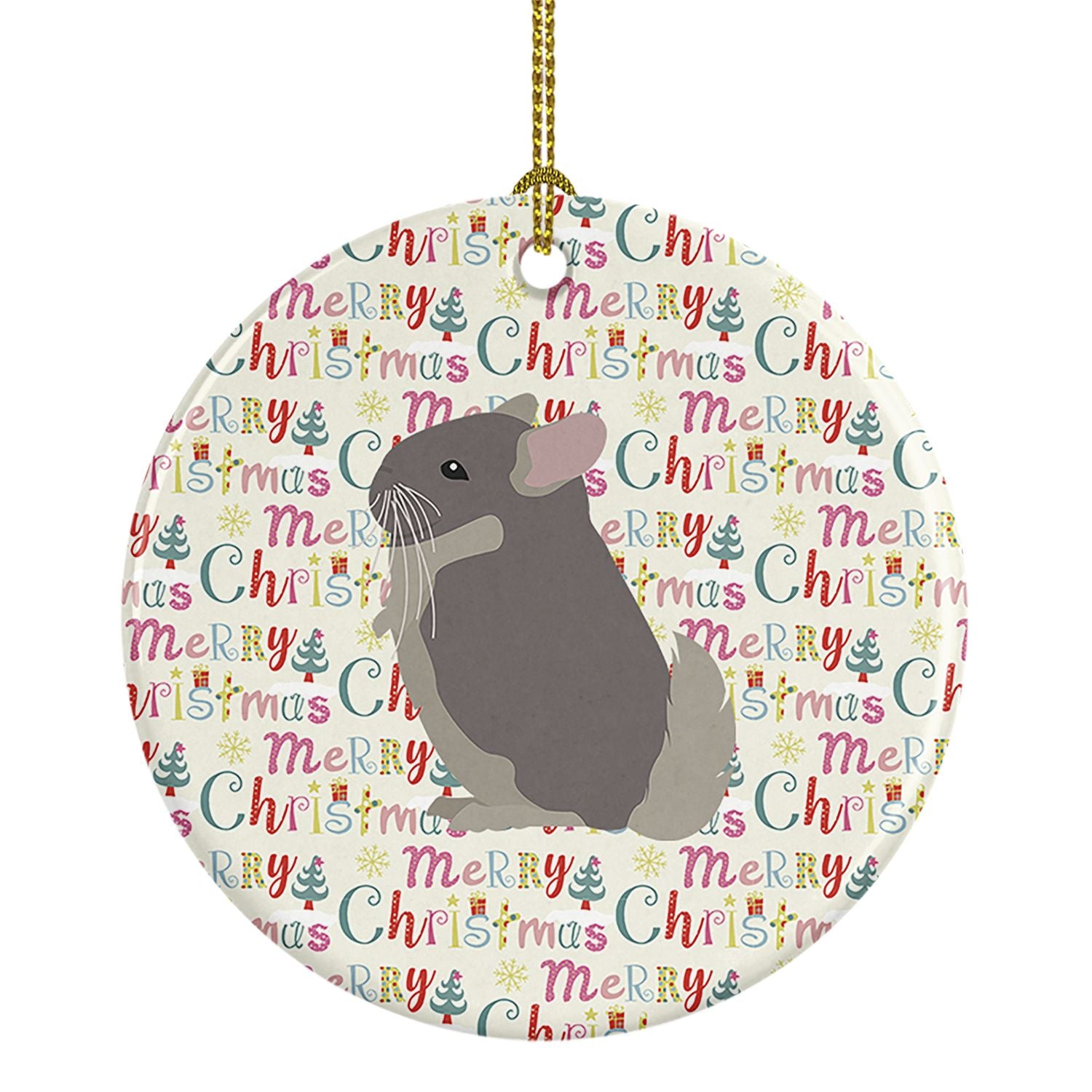 Beige Wellman Chinchilla Christmas Ceramic Ornament Christmas Tree Hanging Decorations for Home Christmas Holiday, Party, Gift, 