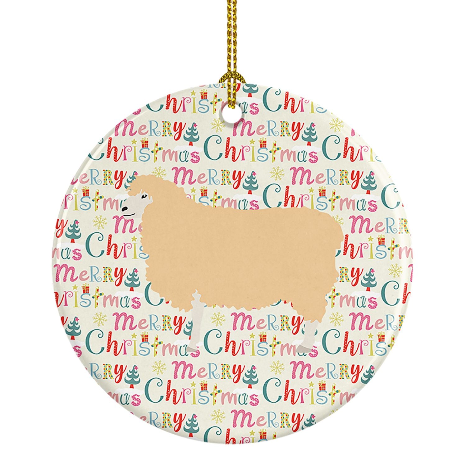 English Leicester Longwool Sheep Christmas Ceramic Ornament Christmas Tree Hanging Decorations for Home Christmas Holiday, Party