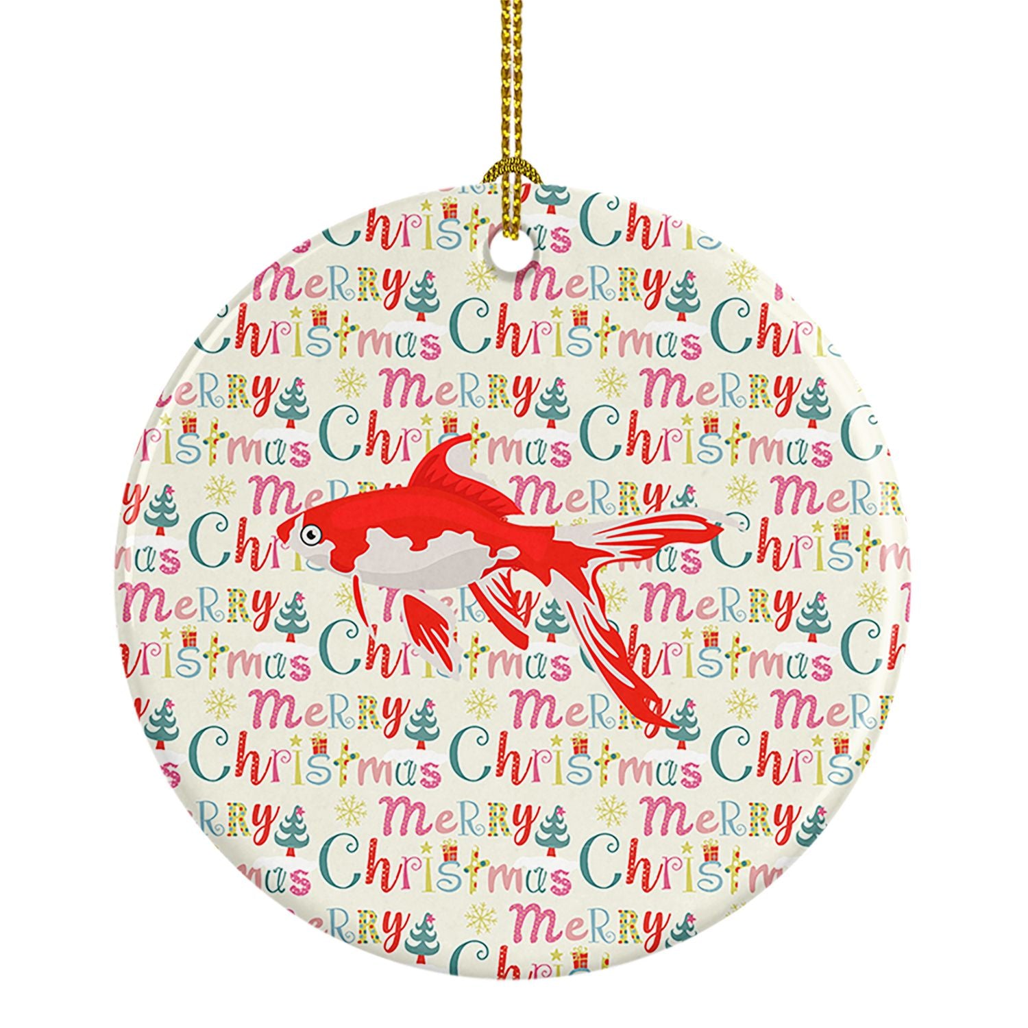 Comet Goldfish Christmas Ceramic Ornament Christmas Tree Hanging Decorations for Home Christmas Holiday, Party, Gift, 3 in, Mult