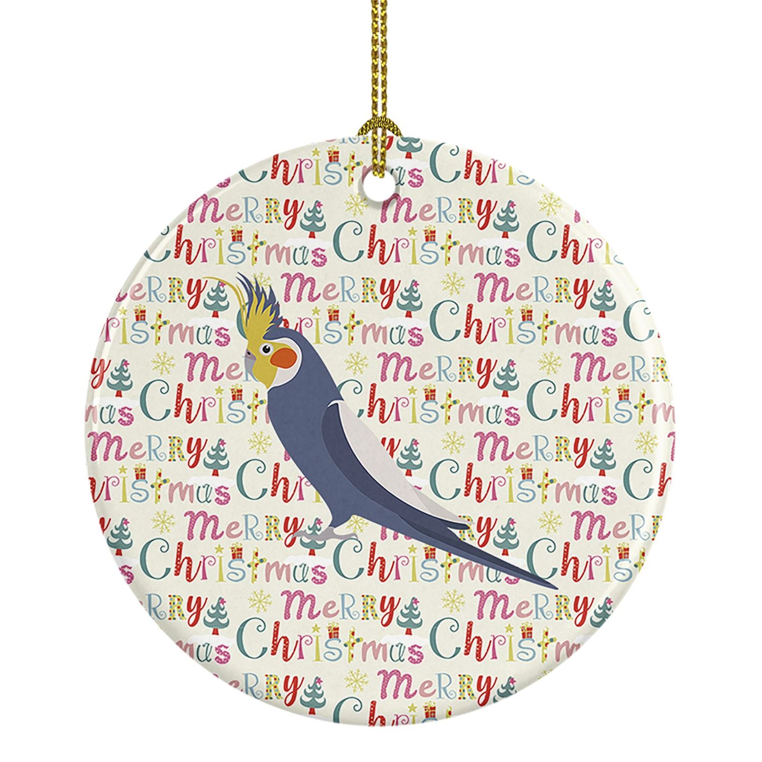 Cockatiel Christmas Ceramic Ornament Christmas Tree Hanging Decorations for Home Christmas Holiday, Party, Gift, 3 in, Multicolo