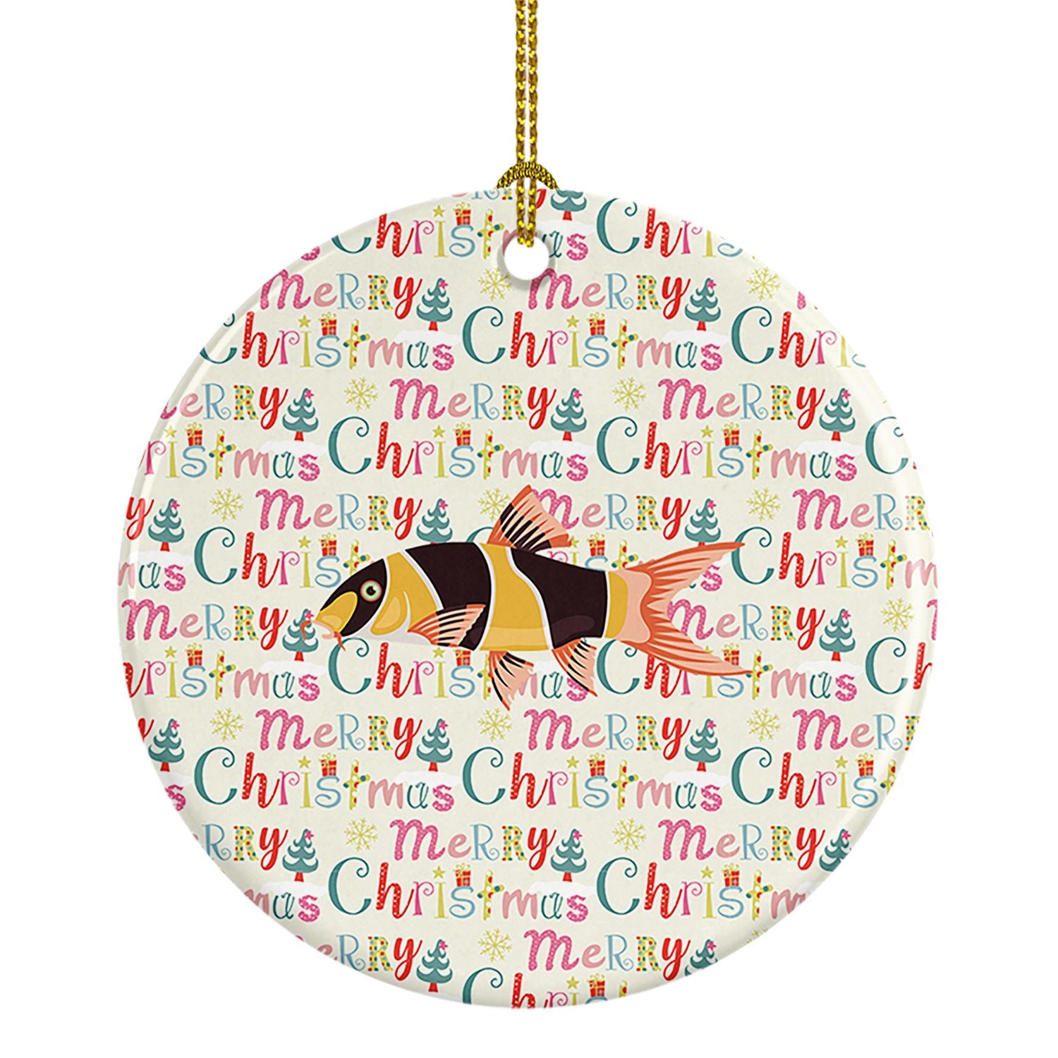 Clown Loach Fish Christmas Ceramic Ornament Christmas Tree Hanging Decorations for Home Christmas Holiday, Party, Gift, 3 in, Mu