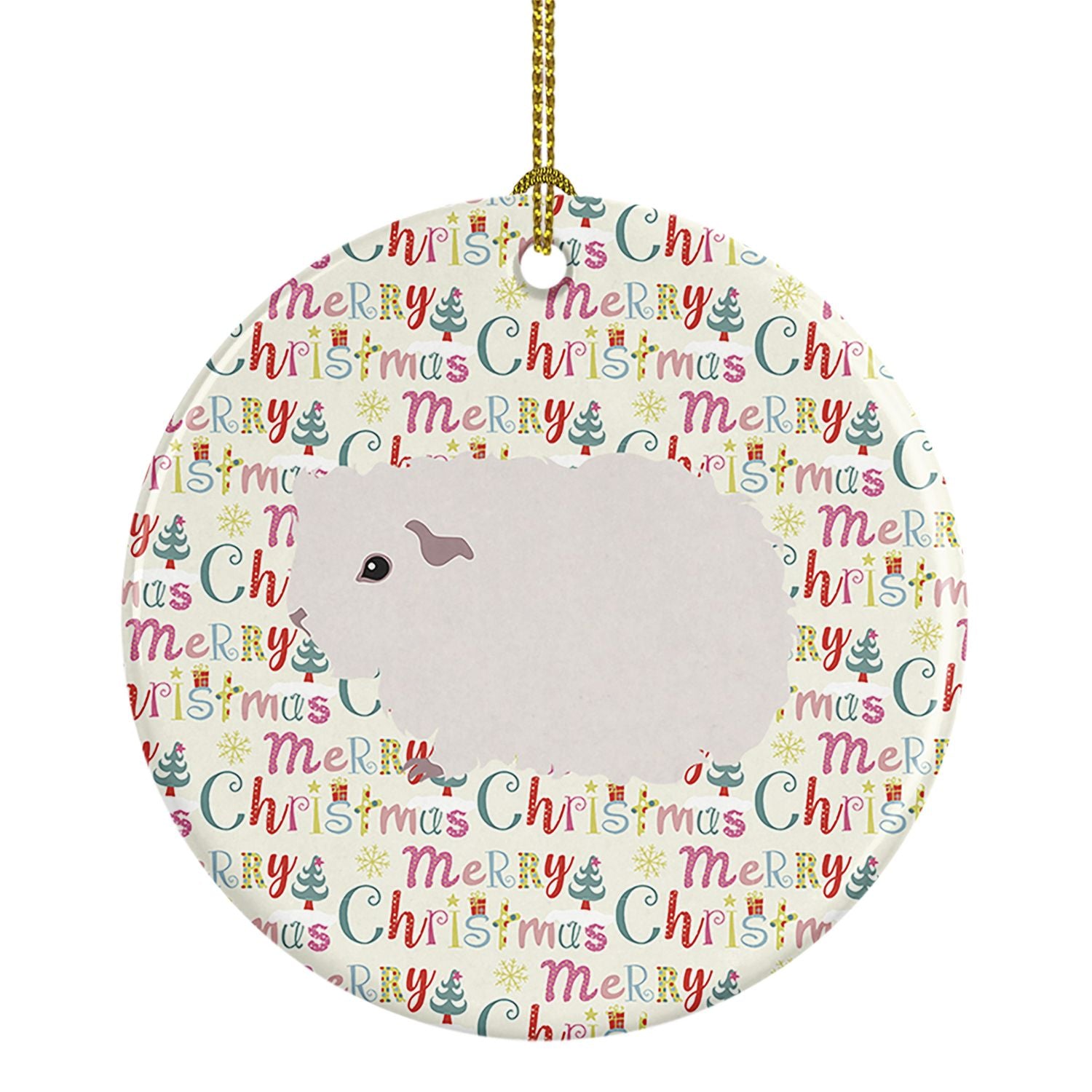Merino Guinea Pig Christmas Ceramic Ornament Christmas Tree Hanging Decorations for Home Christmas Holiday, Party, Gift, 3 in, M