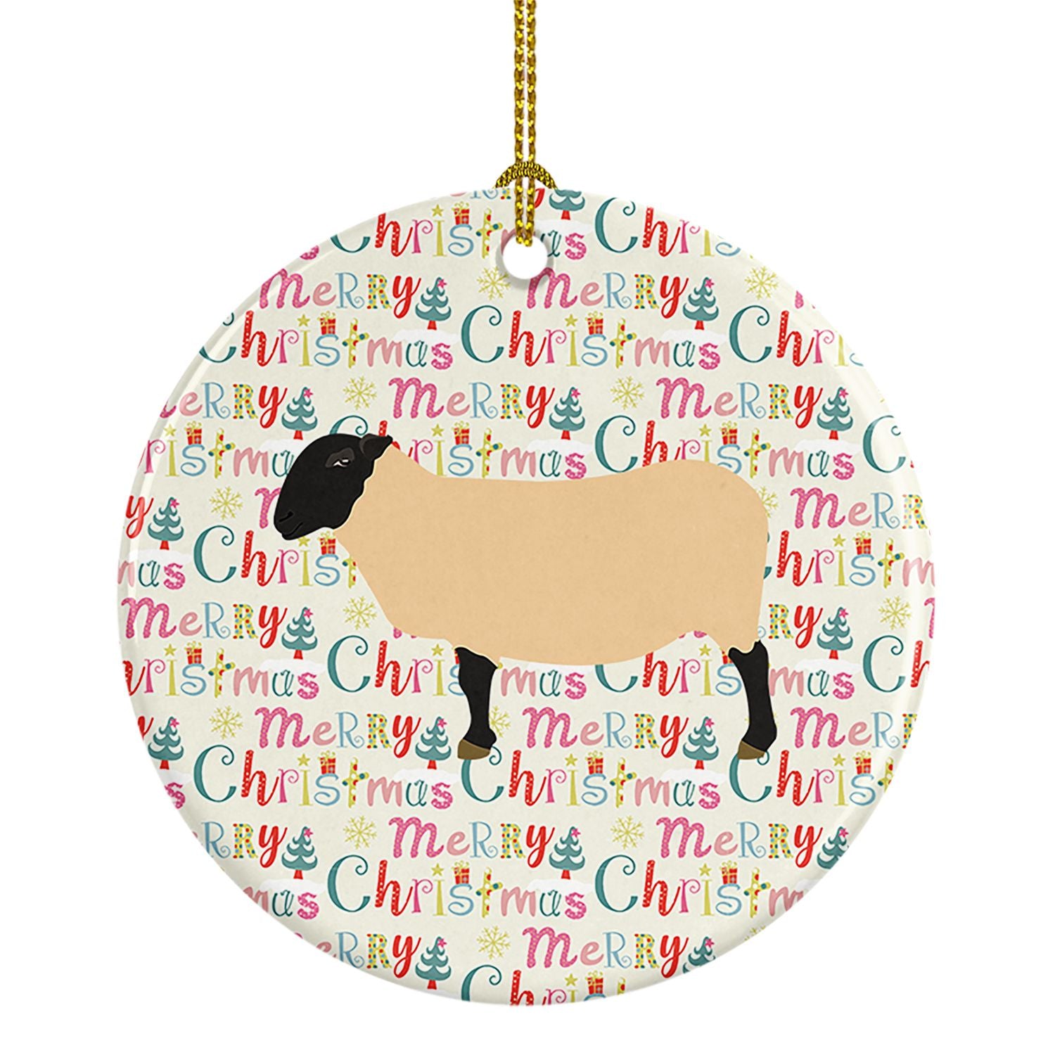 Suffolk Sheep Christmas Ceramic Ornament Christmas Tree Hanging Decorations for Home Christmas Holiday, Party, Gift, 3 in, Multi