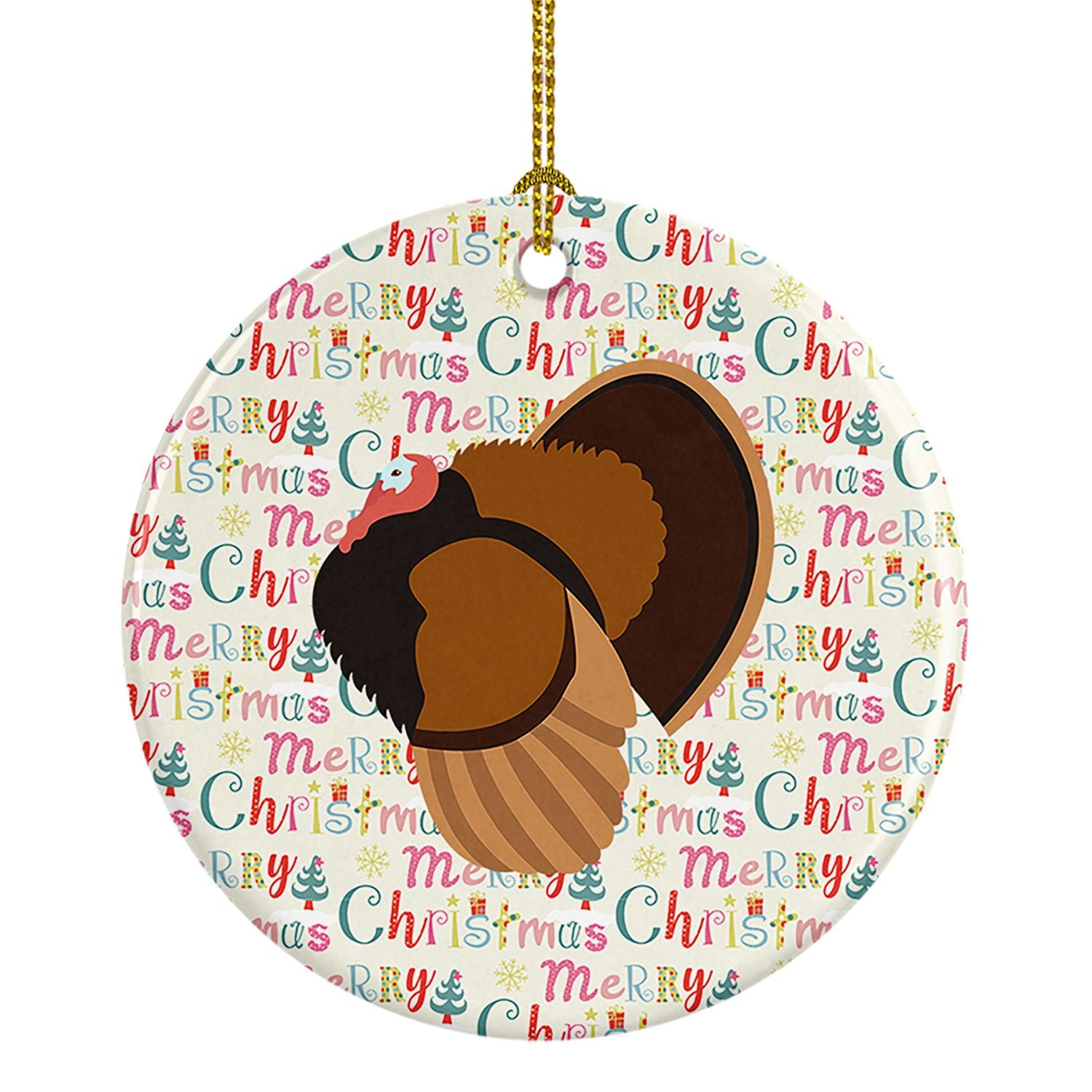 Bronze Turkey Christmas Ceramic Ornament Christmas Tree Hanging Decorations for Home Christmas Holiday, Party, Gift, 3 in, Multi