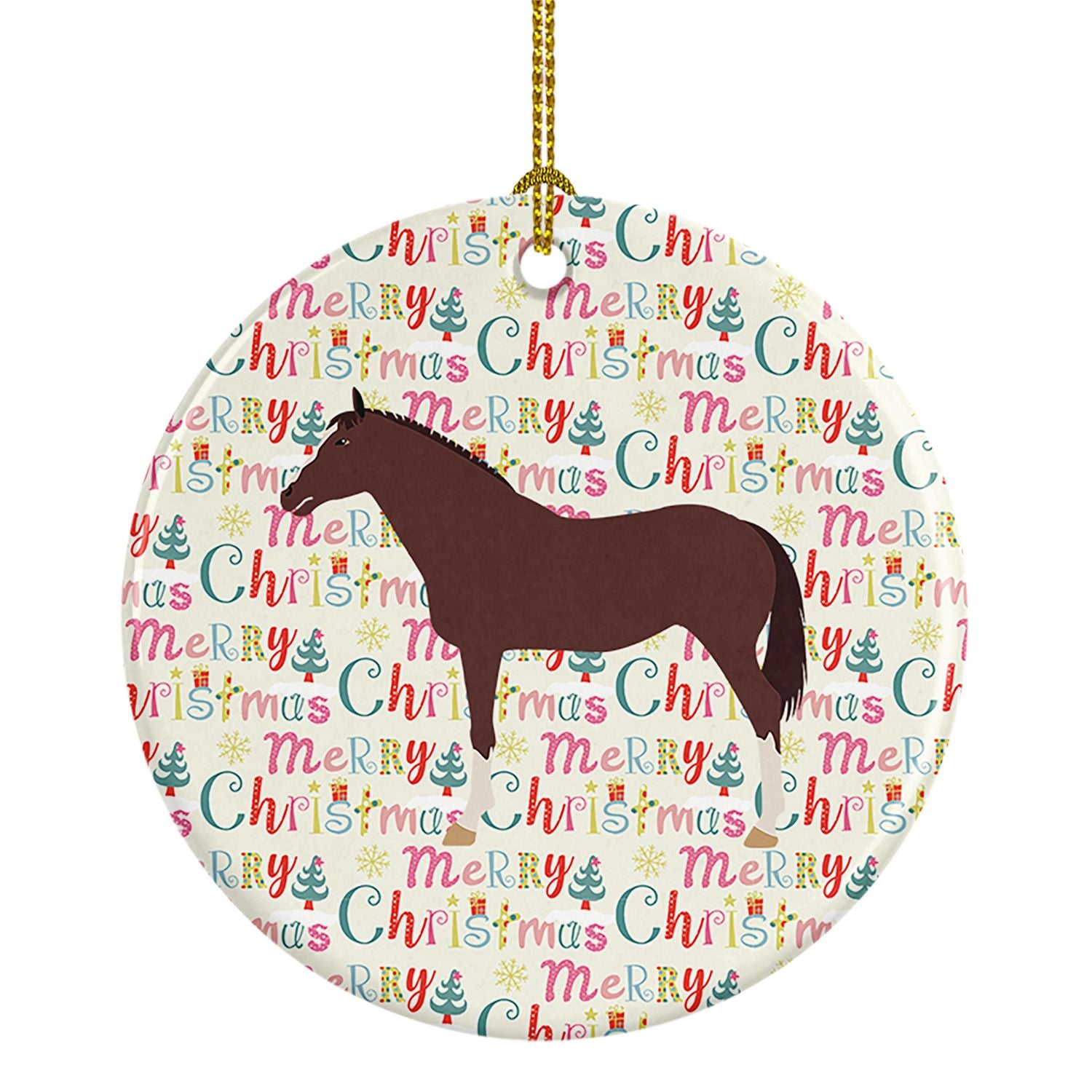 English Thoroughbred Horse Christmas Ceramic Ornament Christmas Tree Hanging Decorations for Home Christmas Holiday, Party, Gift