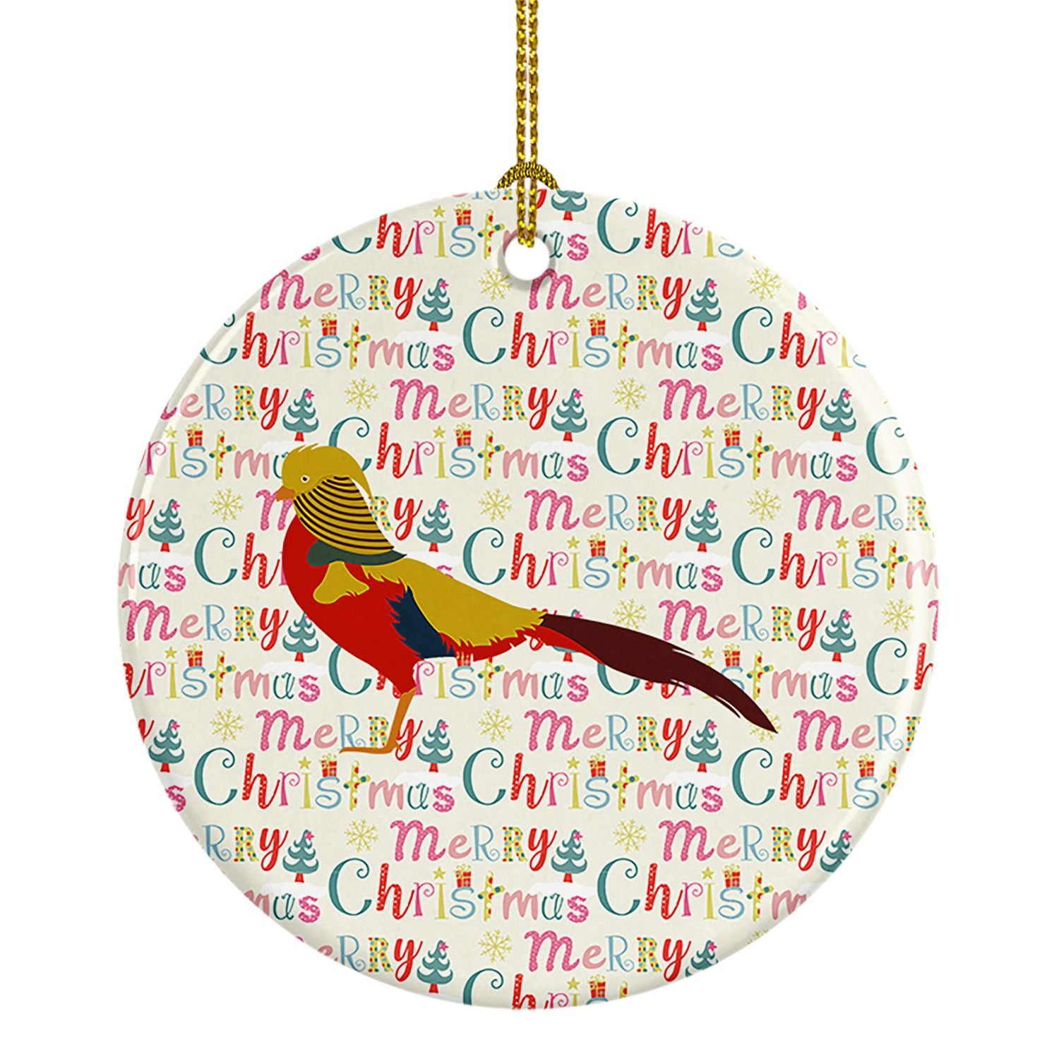 Golden or Chinese Pheasant Christmas Ceramic Ornament Christmas Tree Hanging Decorations for Home Christmas Holiday, Party, Gift