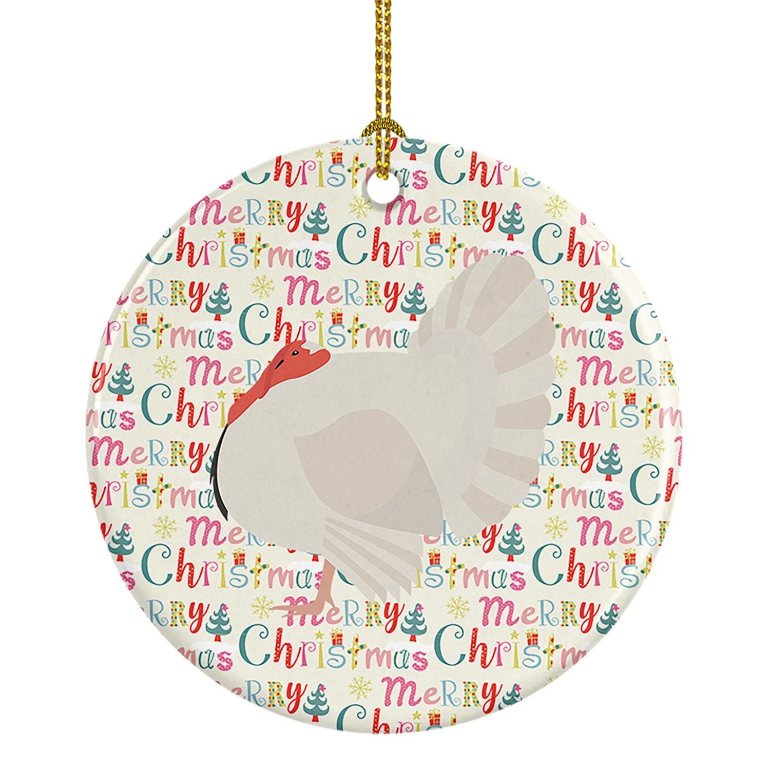 White Holland Turkey Christmas Ceramic Ornament Christmas Tree Hanging Decorations for Home Christmas Holiday, Party, Gift, 3 in